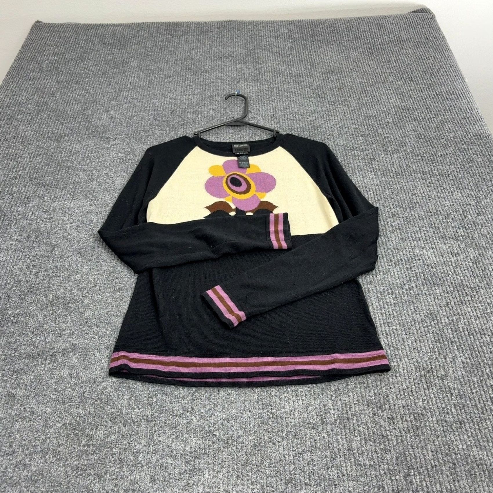 Vintage James Coviello x Anna Sui Sweater Womens S Black Wool Blend Floral Knit Indie Size S / US 4 / IT 40 - 3 Thumbnail