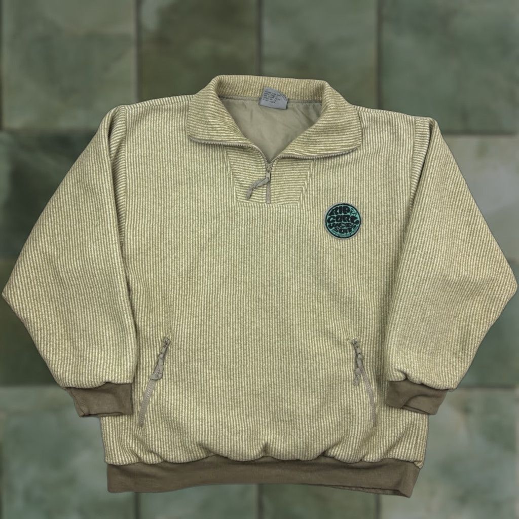 Rip Curl VINTAGE Rip Curl Fleece Quarter Zip Pullover Jacket Adult Large Striped Beige 80s Surf Mens Size US L / EU 52-54 / 3 - 1 Thumbnail