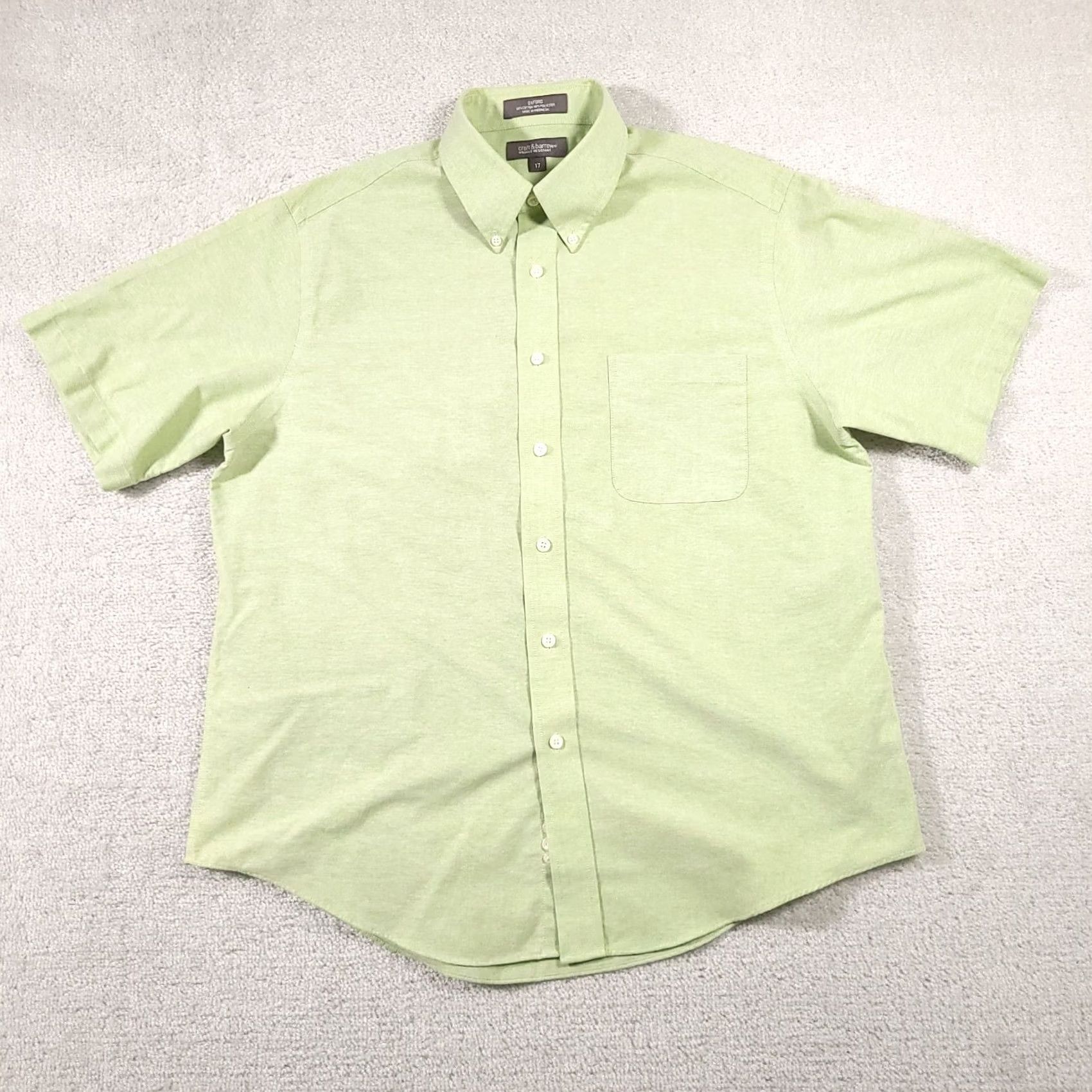 Croft & Barrow Croft & Barrow Oxford Button Down Shirt Mens 17 Short Sleeve Green Size US XL / EU 56 / 4 - 2 Thumbnail