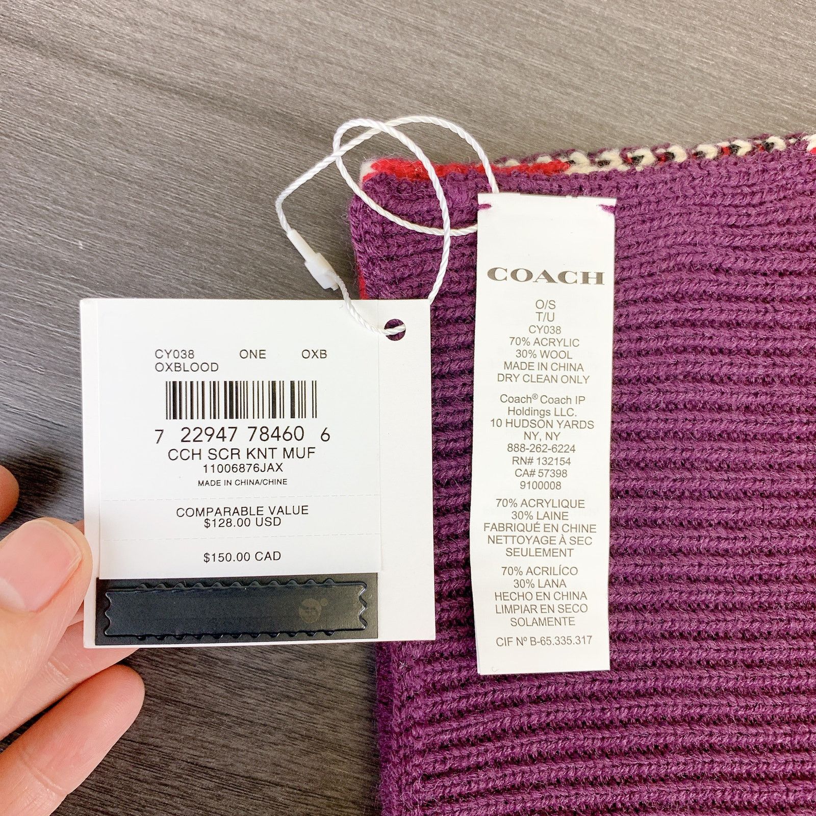 Coach Coach CY038 Coach Script Print Knit Muffler IN Oxblood Size ONE SIZE - 5 Thumbnail