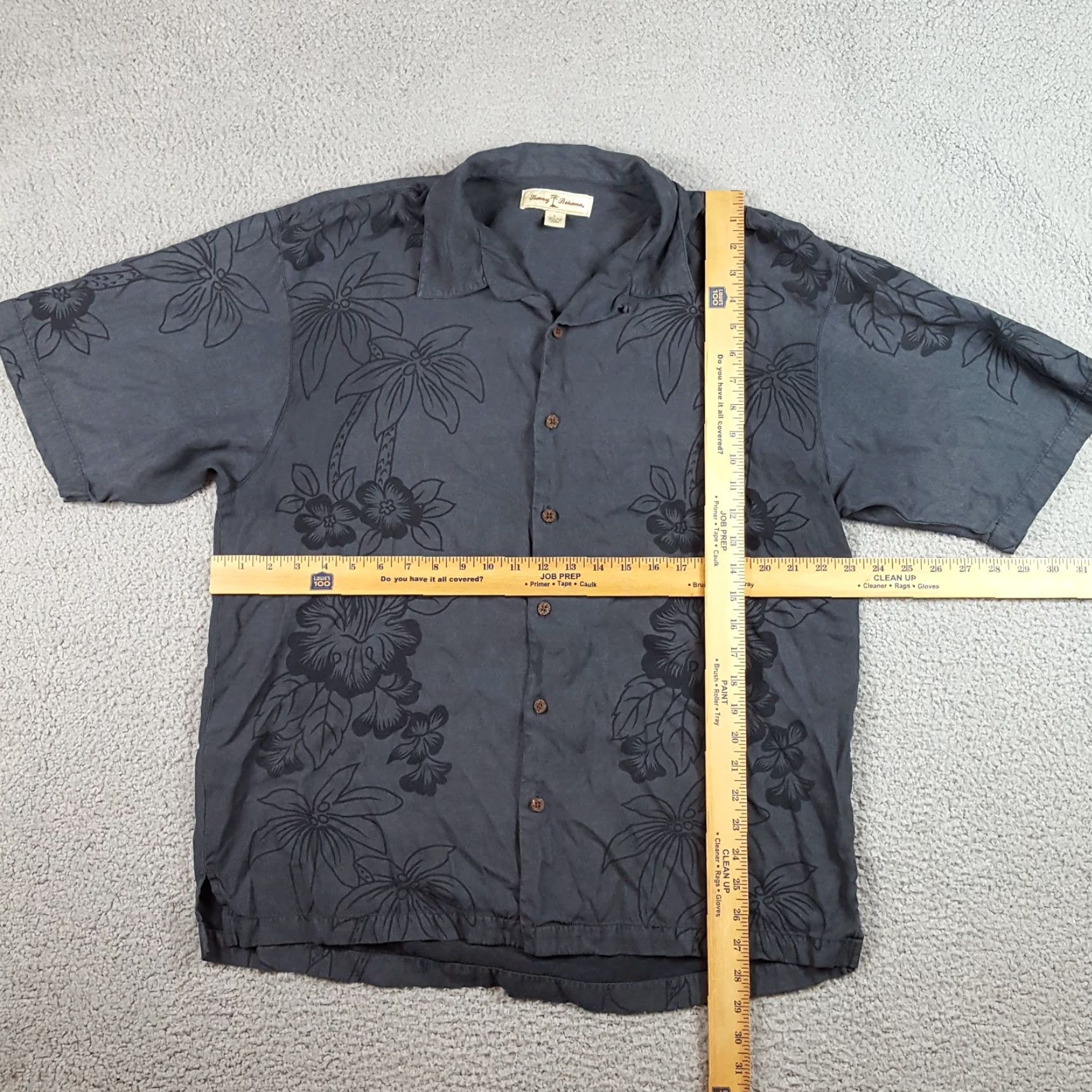 Tommy Bahama VINTAGE Tommy Bahama Floral Camp Shirt L Gray Button-Up Loop Collar Hawaiian Mens Size US L / EU 52-54 / 3 - 6 Thumbnail