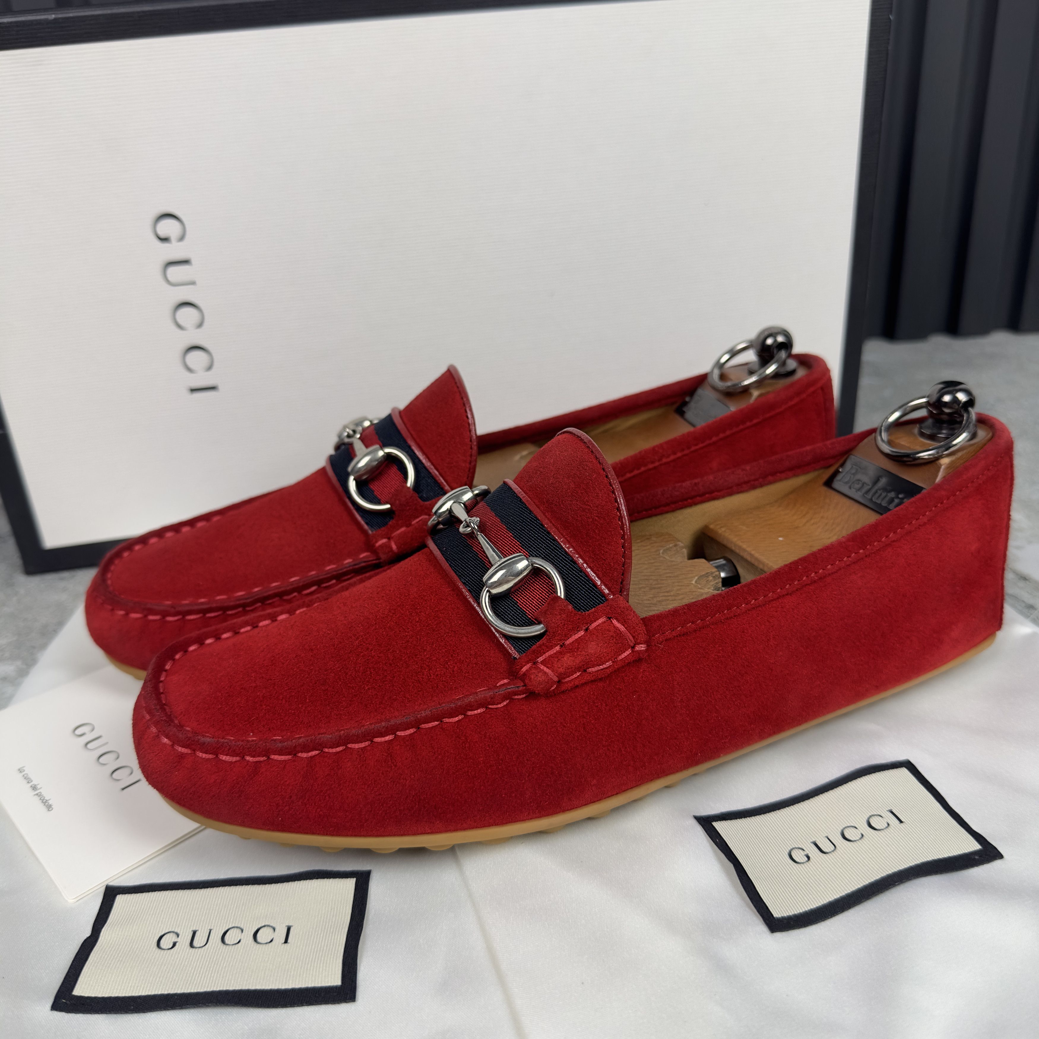 Gucci GUCCI Kanye Web Horsebit Driving Moccasins Suede Grailed