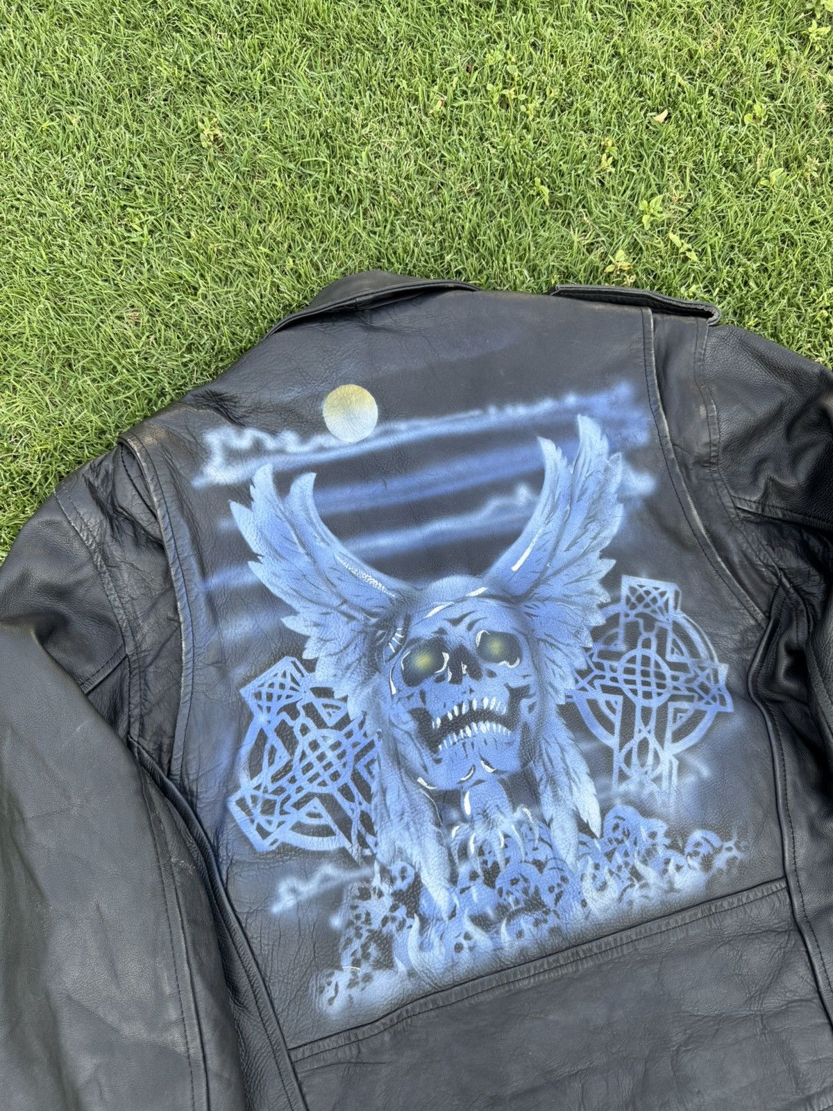 Vintage vintage distressed black BLL genuine cowhide leather biker Size US M / EU 48-50 / 2 - 17 Thumbnail