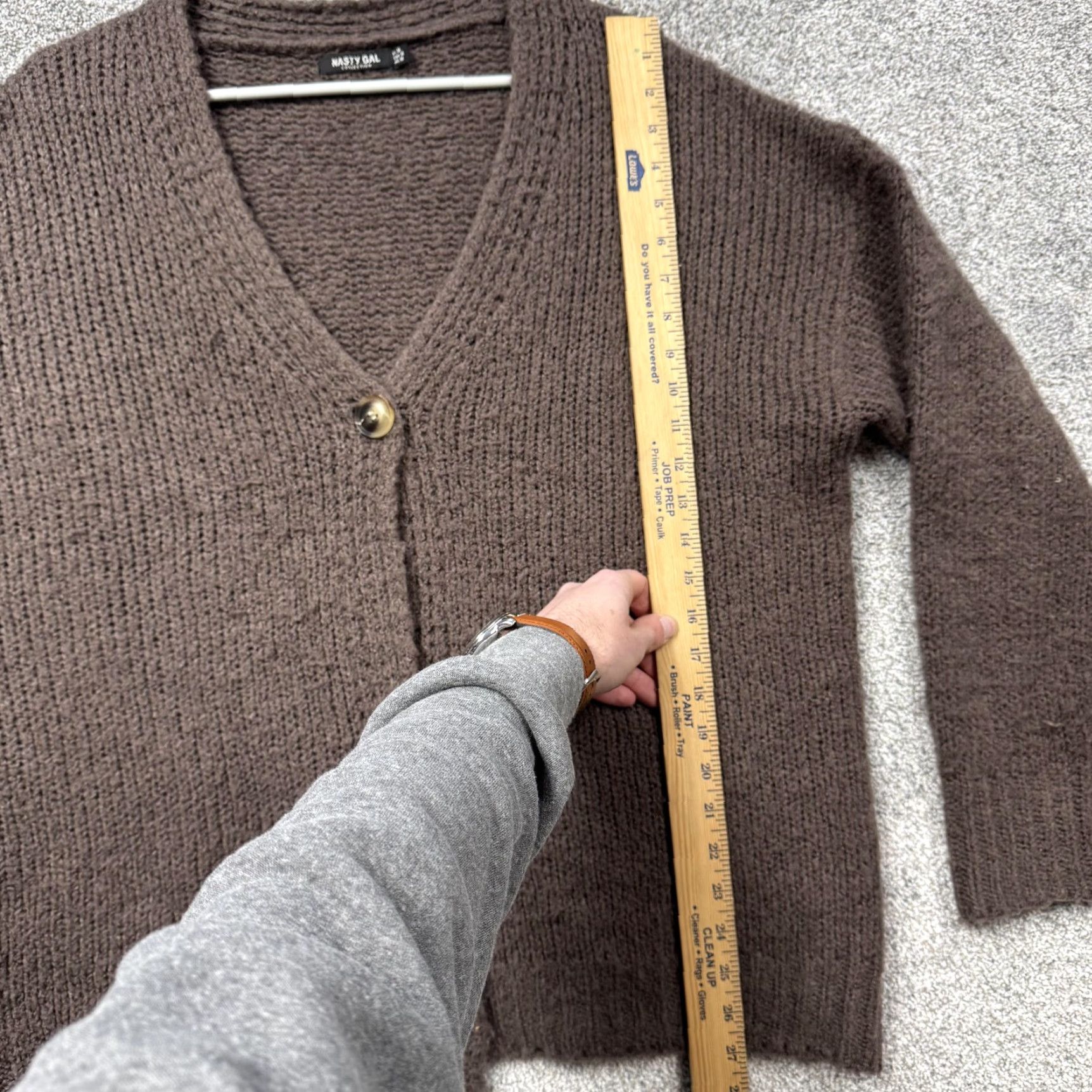 Nasty Gal Nasty Gal Cardigan Sweater M Women's Brown Knit V-Neck Button Front All Seasons Cozy Lightweight Academia/Grandpa Style（Cardigan） Size M / US 6-8 / IT 42-44 - 2 Thumbnail