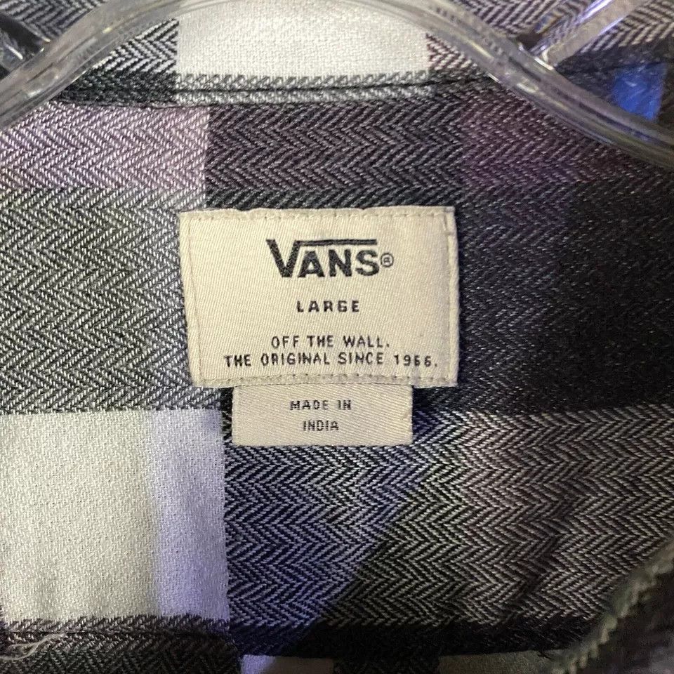 Vans Vans Shirt Men's Large Button Up Check Purple Long Sleeve Size US L / EU 52-54 / 3 - 3 Thumbnail