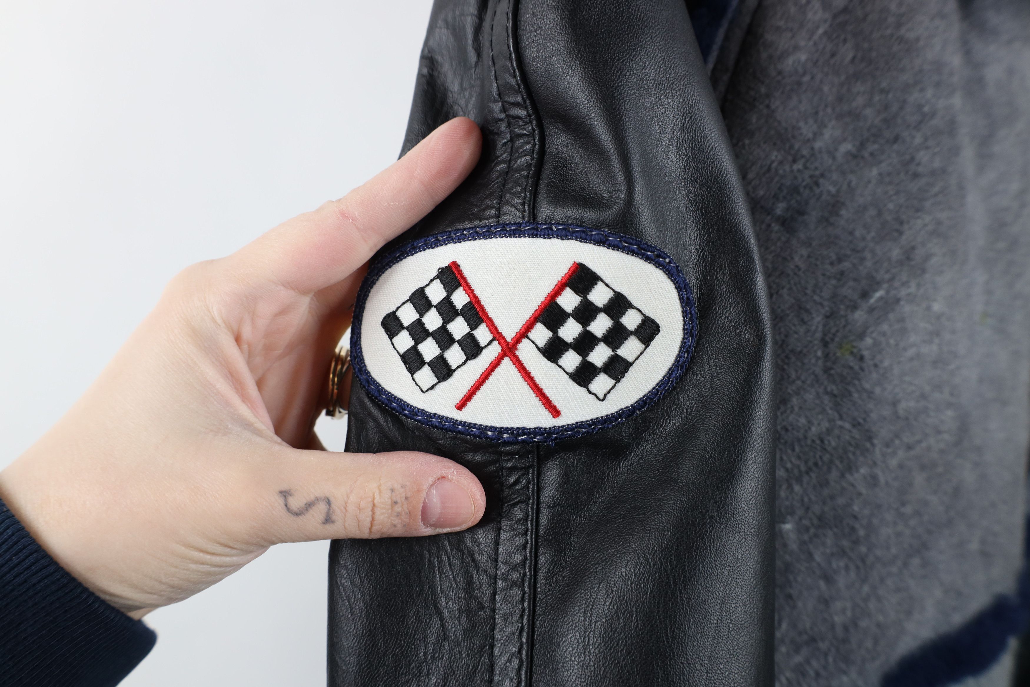 Vintage NOS Vintage 90s Streetwear Leather Racing Bomber Jacket USA Size US L / EU 52-54 / 3 - 4 Thumbnail