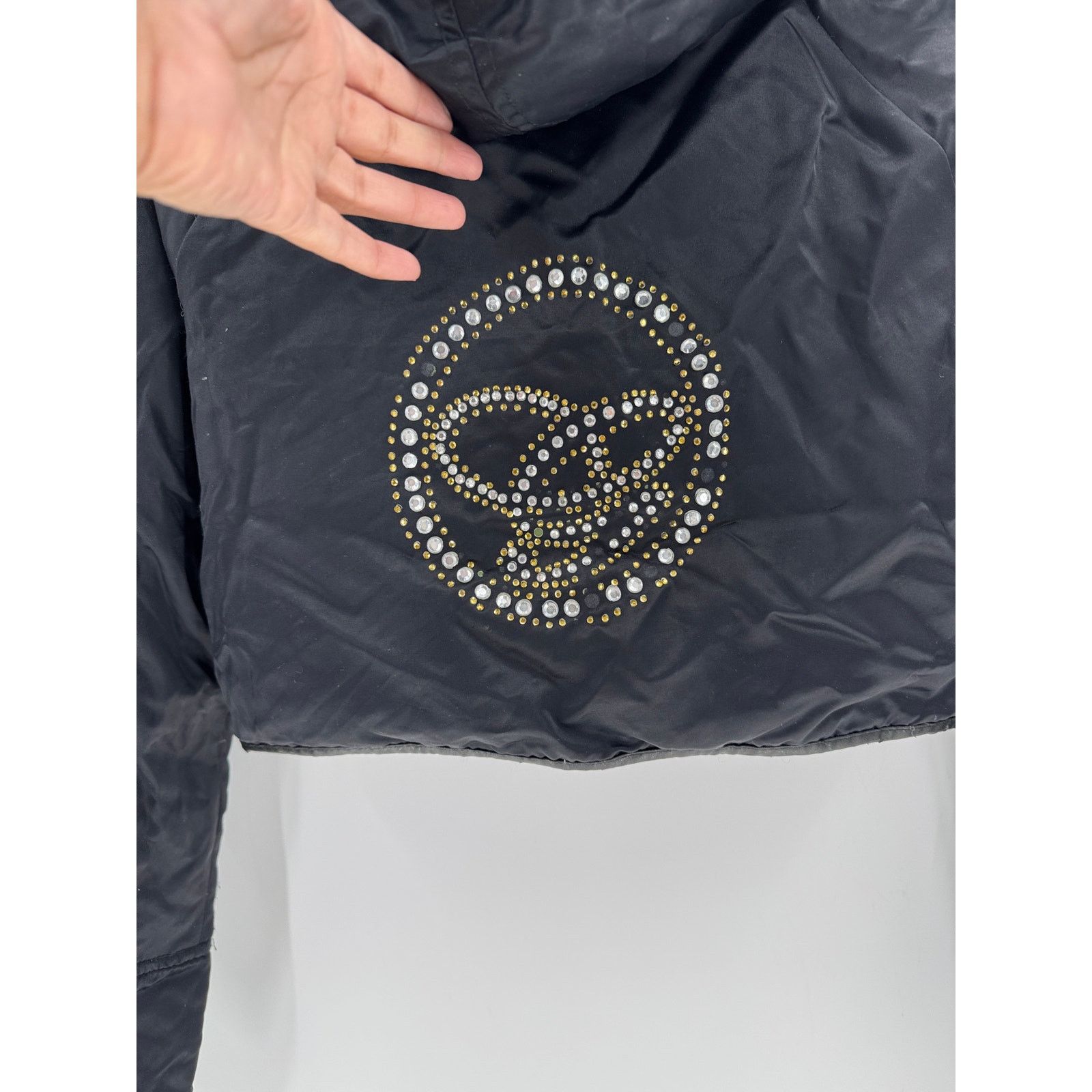 G-Unit G Unit black cropped down jacket rabbit fur size M Y2K bling Size M / US 6-8 / IT 42-44 - 11 Thumbnail