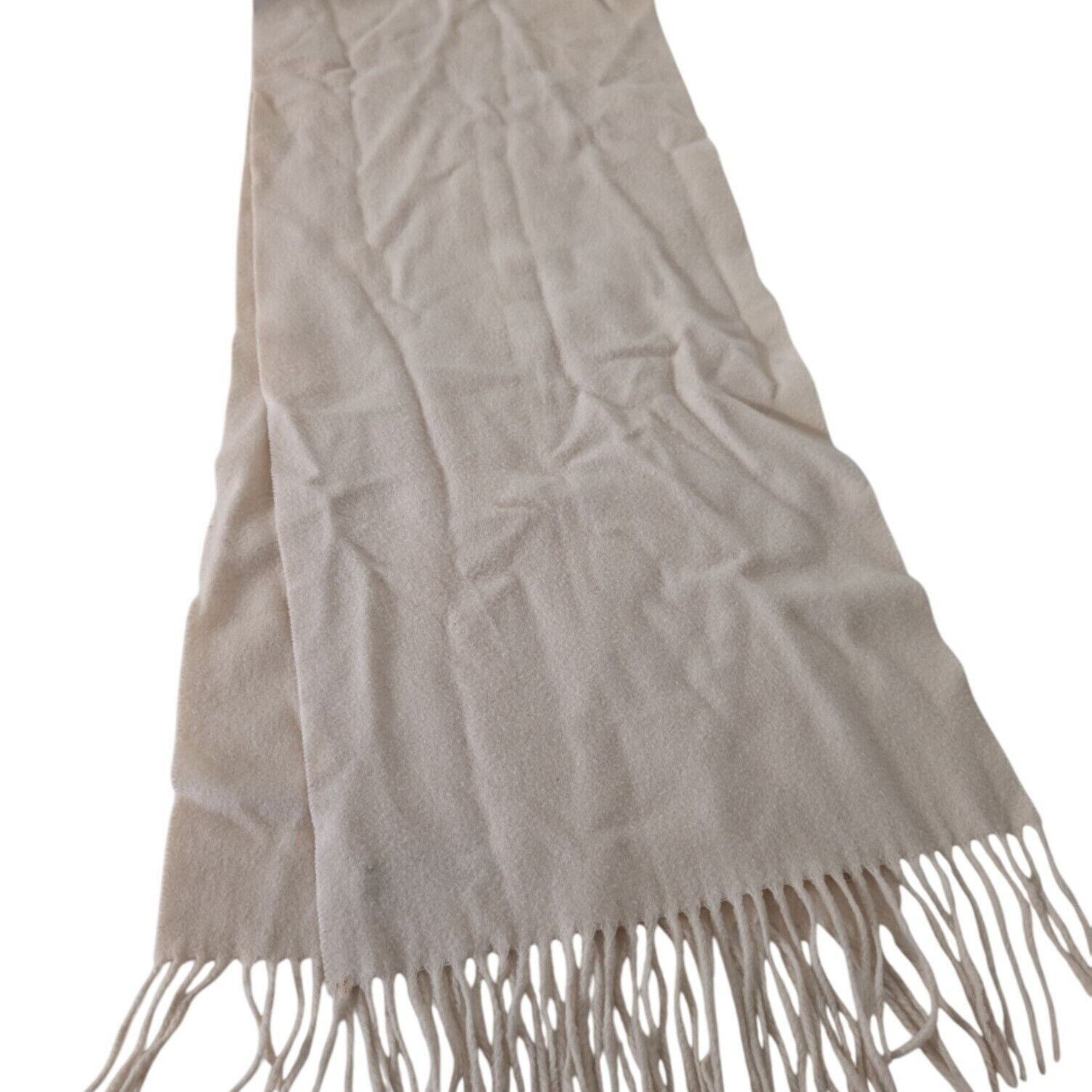 Designer Porsche Design Scarf Wool Fringe Ivory Winter Rectangle Made Size ONE SIZE - 6 Thumbnail