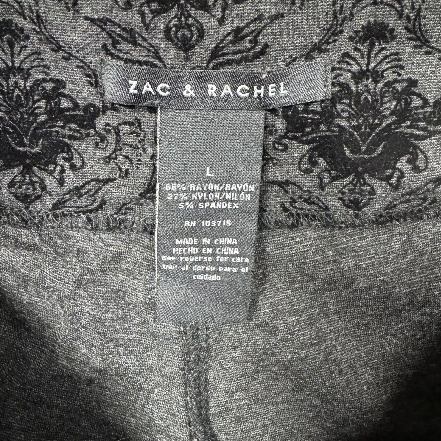 Vintage Zac & Rachel Pants L Black Floral Jacquard Ankle Stretch Pull On Elastic Waist Womens Tapered Inseam 24.5in Size 36" / US 14 / IT 50 - 6 Thumbnail