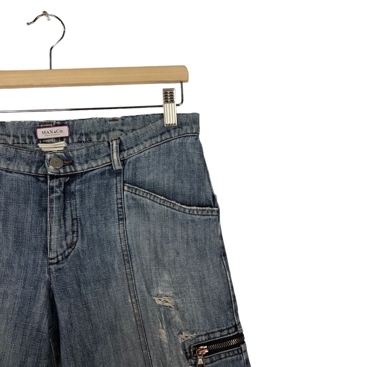 Denime 🔥OVER SIZED DISTRESSED DENIM JEANS MAX & CO RARE DESIGNER Size US 28 / EU 44 - 5 Thumbnail