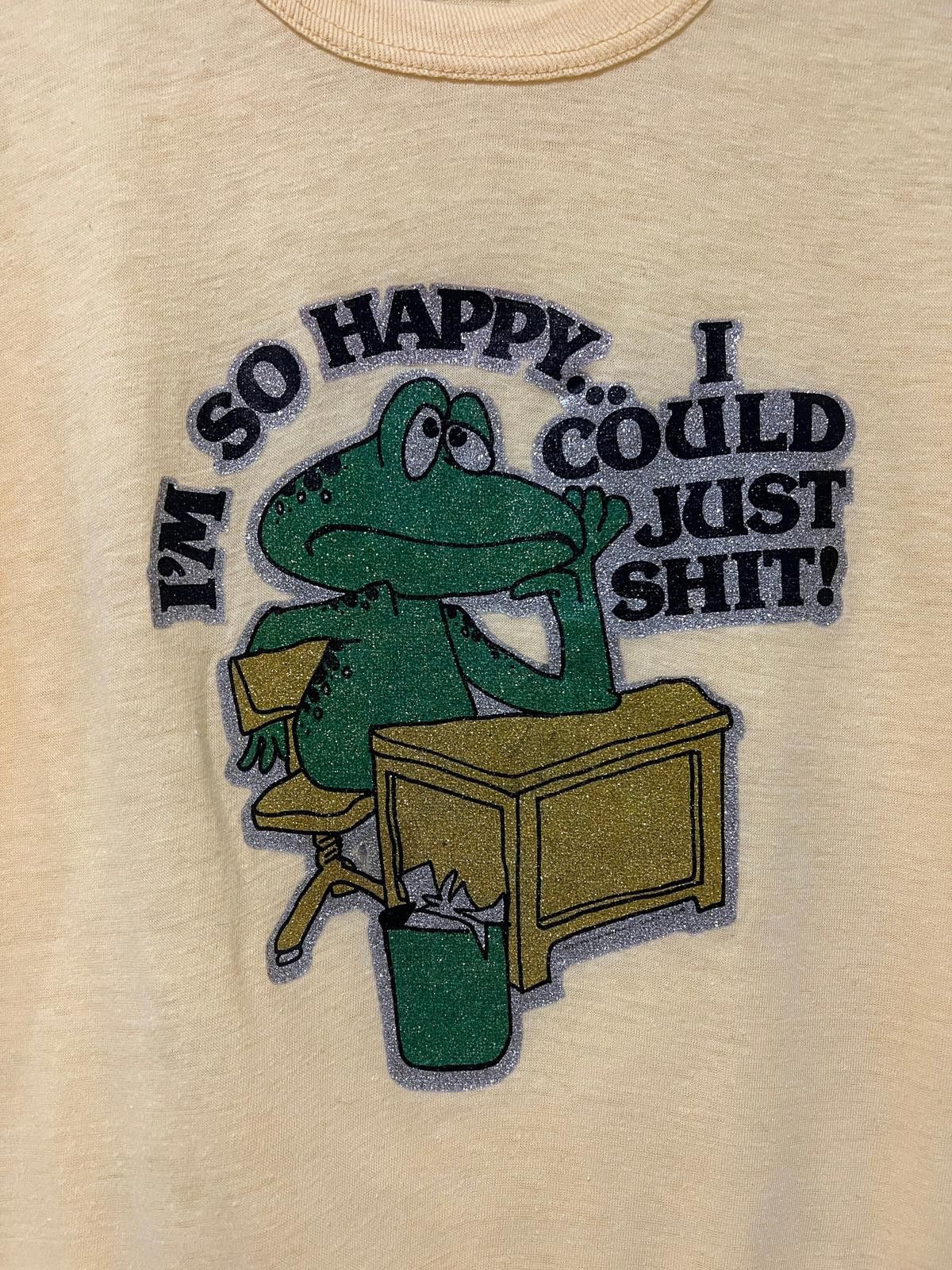 Designer I’m so happy I could shit 70s glitter iron on tshirt Size ONE SIZE - 3 Thumbnail
