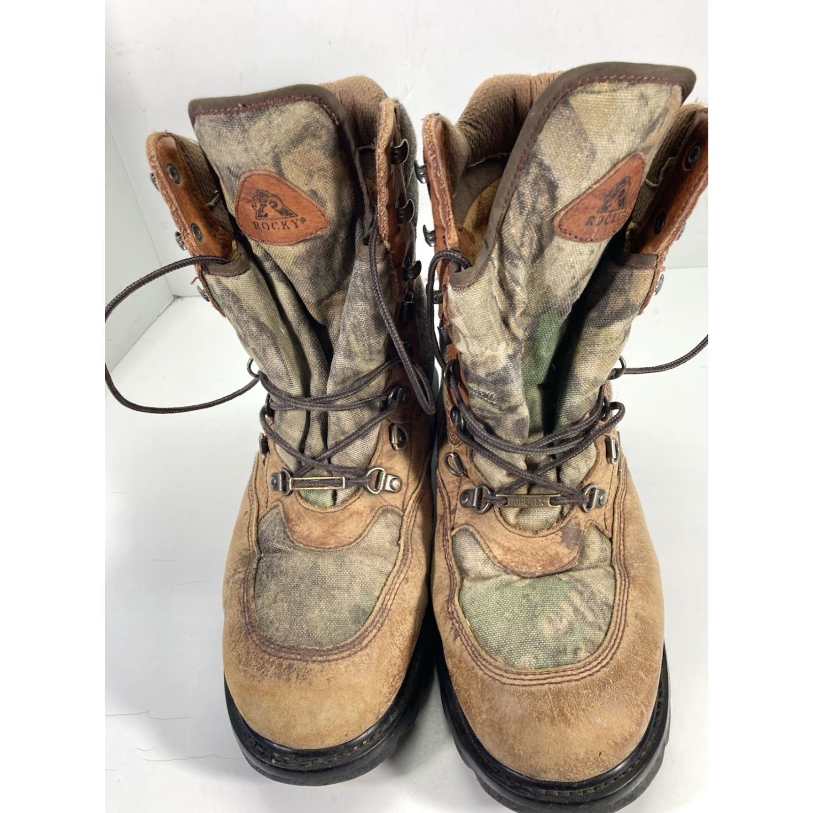 Vintage ROCKY Goretex Hunting Boots Men 10 M Brown Leather Lace Up Camouflage Leather Upper | Combat Style, Hunting Theme, Leather Outsole, US 10 Size US 10 / EU 43 - 2 Thumbnail