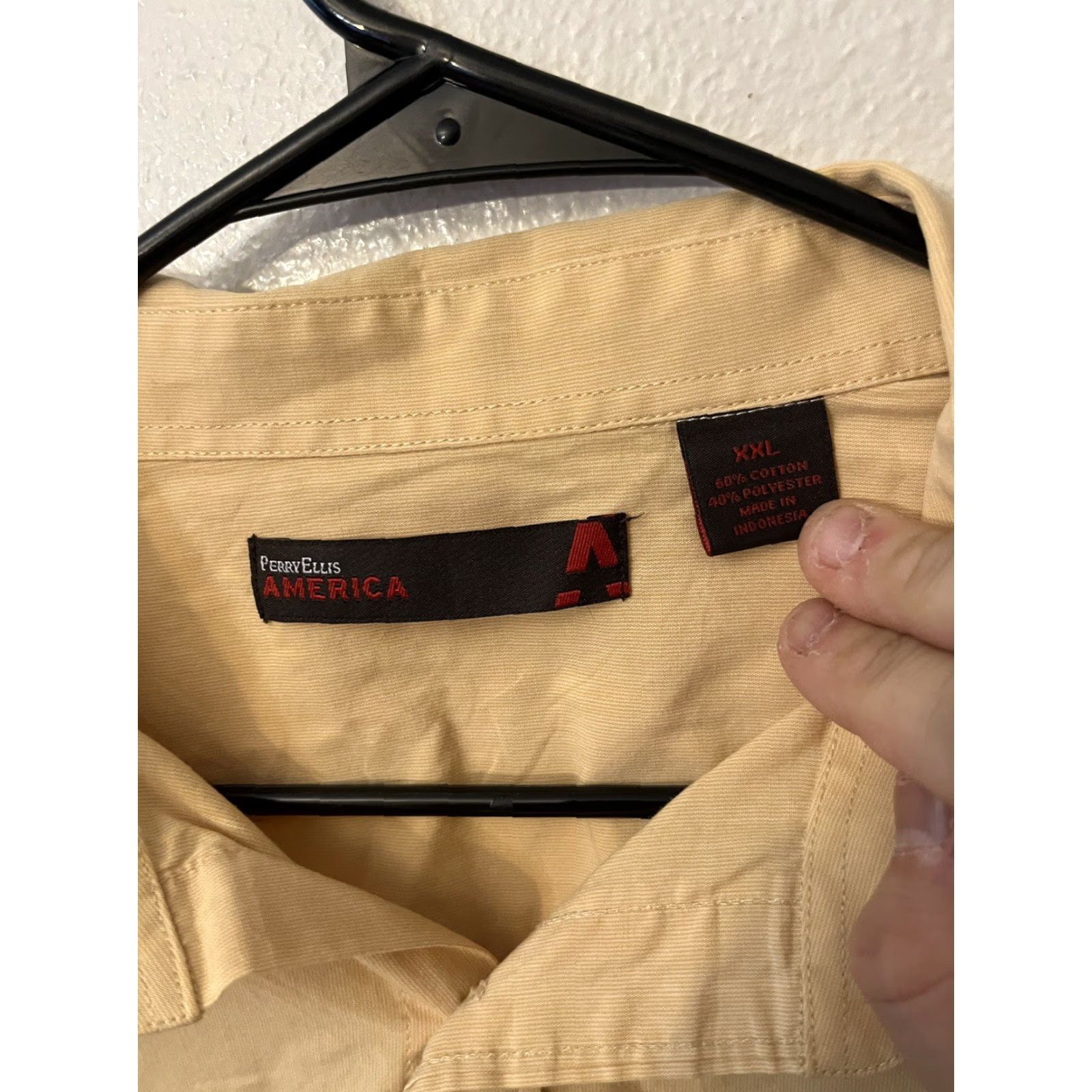 Perry Ellis Perry Ellis Shirt Mens 2XL Yellow Button-Up Long Sleeve Casual Knit Cotton Polyester Pocket Ballpark K Everyday? Size US XXL / EU 58 / 5 - 2 Thumbnail