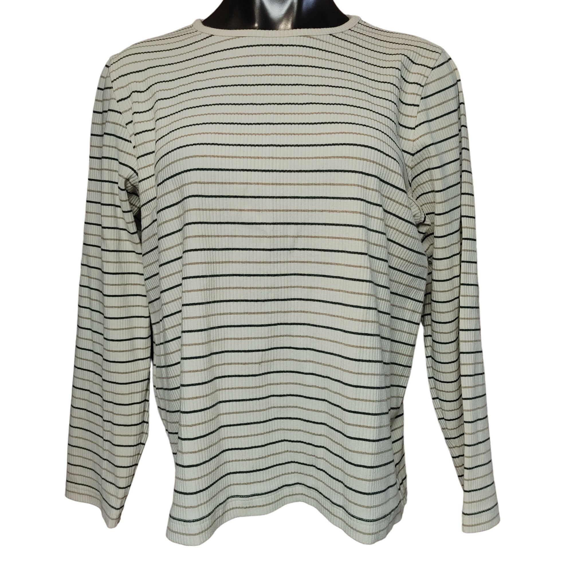 Other Liz Claiborne | Liz & Co. Women's White Striped Knit Long Sl Size XL / US 12-14 / IT 48-50 - 1 Thumbnail