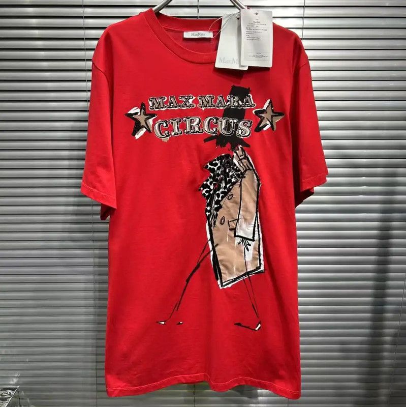 Max Mara MaxMara Circus Summer Red Cotton T-Shirt 0089 Size S / US 4 / IT 40 - 1 Thumbnail