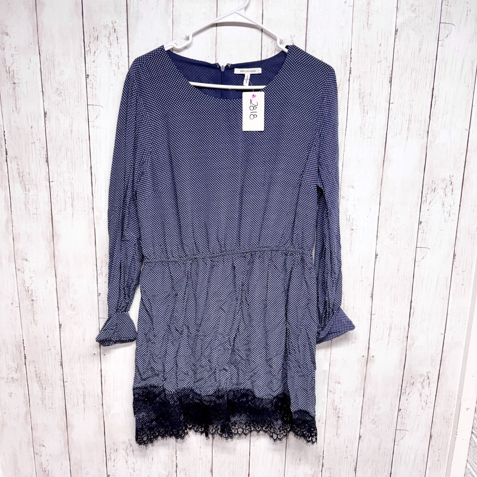 Other Avec Les Filles Dress Size Large Polka Dot Long Sleeve Mini Size L / US 10 / IT 46 - 1 Thumbnail