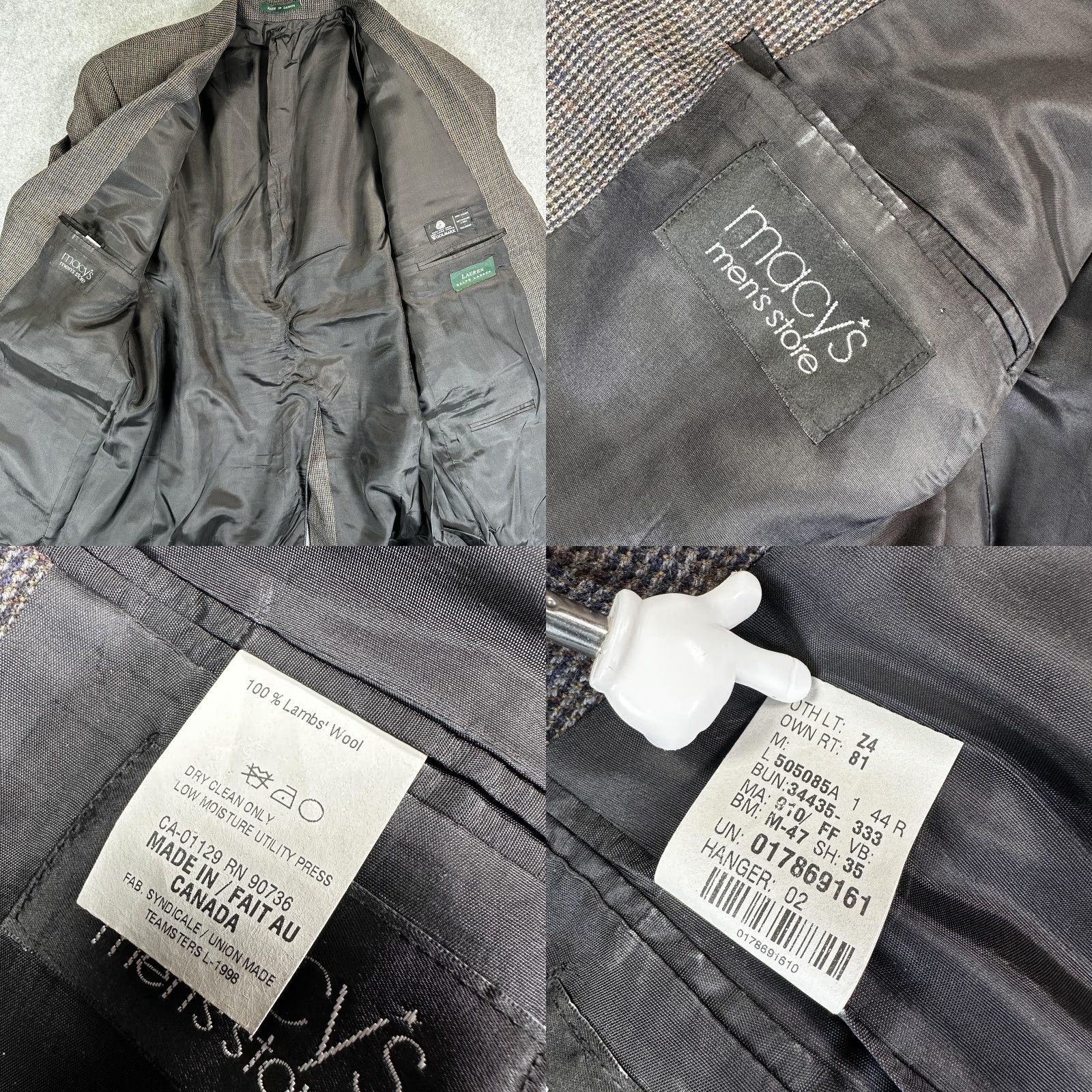 Ralph Lauren Lauren Ralph Lauren Sport Coat Mens 44R Brown Check Wool Two Button Blazer/Coat (Macy's) Size 44R - 8 Thumbnail