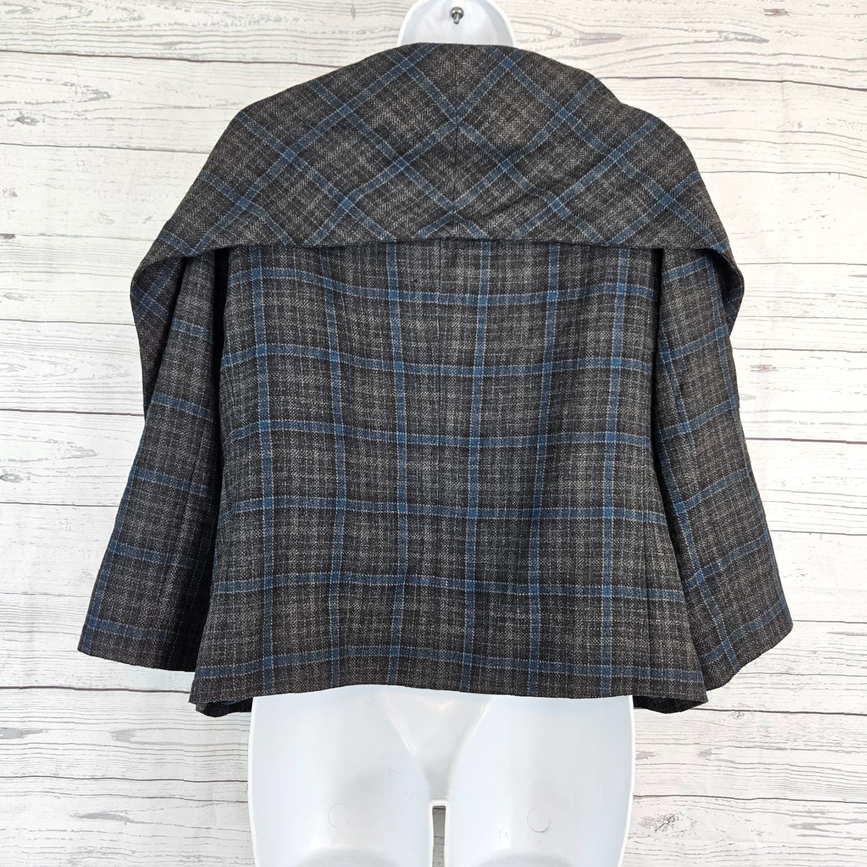 Vintage Cabi 916 Womens Court Plaid Jacket Sz 12 Gray Plaid Viscose Blend Size XL / US 12-14 / IT 48-50 - 3 Thumbnail