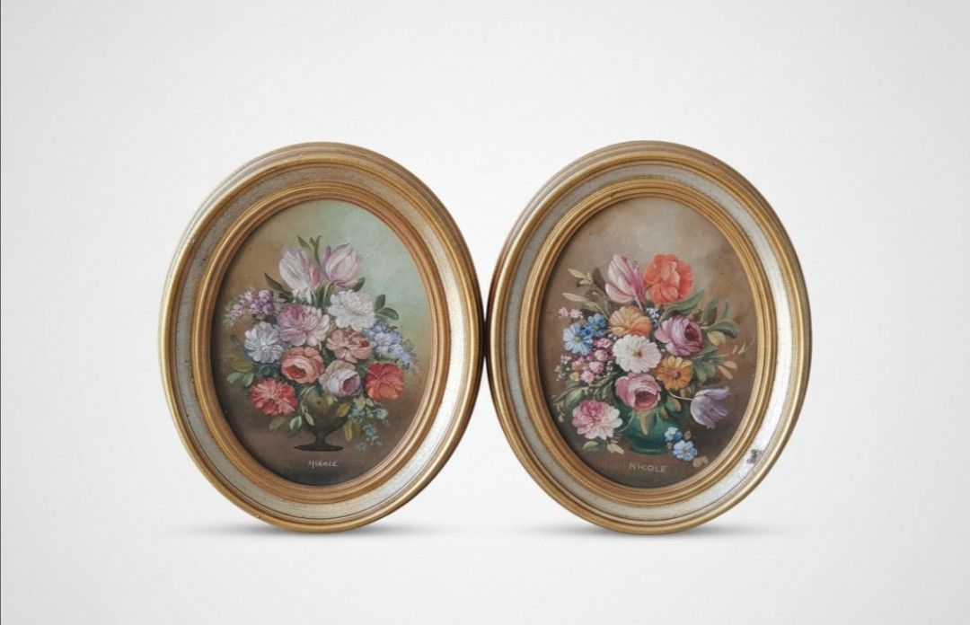 Other Vintage Floral Oil Paintings Set of 2 - Signed Nicole Size ONE SIZE - 1 Thumbnail