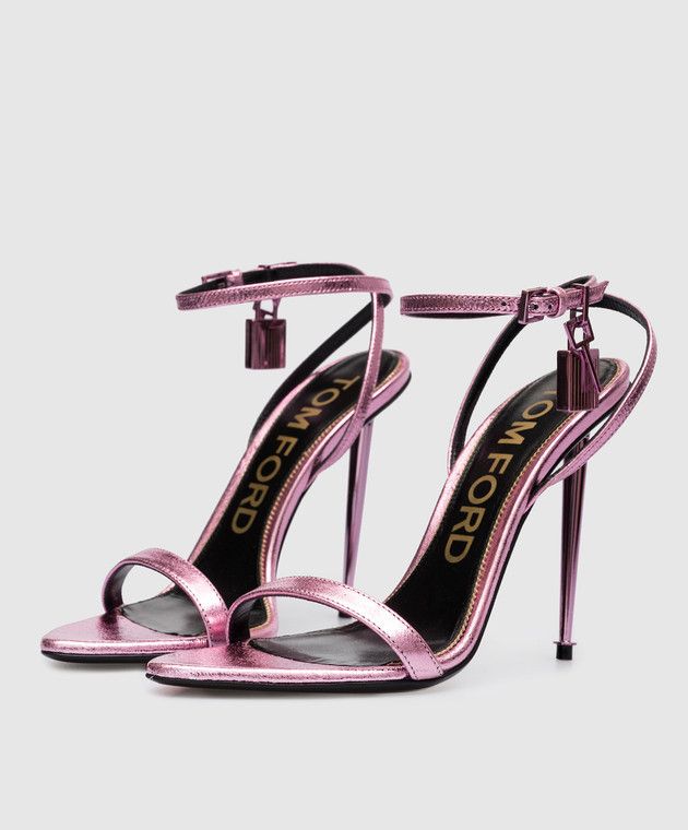 Tom Ford o1loc1c0924 W2748J Padlock Naked Sandals in Metalic Pink Size US 7 / IT 37 - 2 Thumbnail