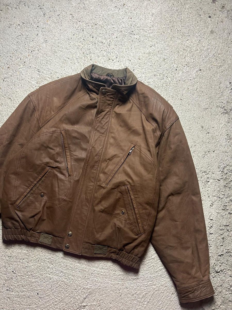 Vintage Brown leather jacket baggy swag vintage rare Size US L / EU 52-54 / 3 - 4 Thumbnail