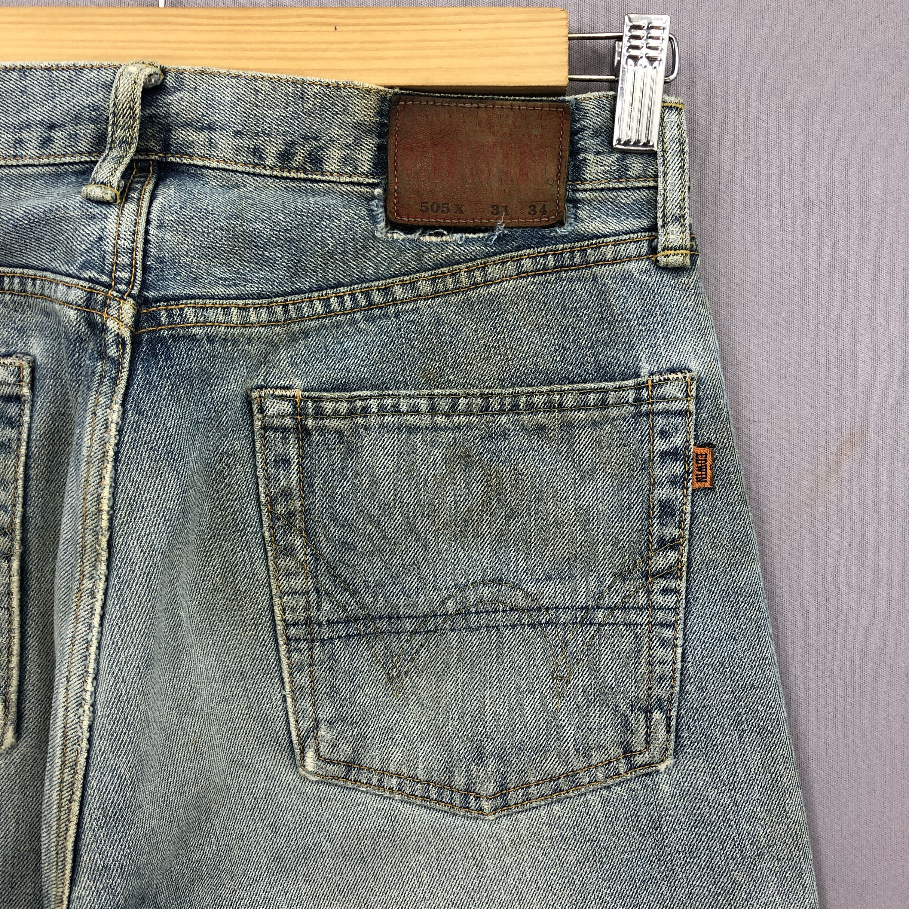 Japanese Brand Vintage Edwin 505x Selvedge Jeans Faded Mud Wash Denim Size 28" / US 6 / IT 42 - 5 Thumbnail