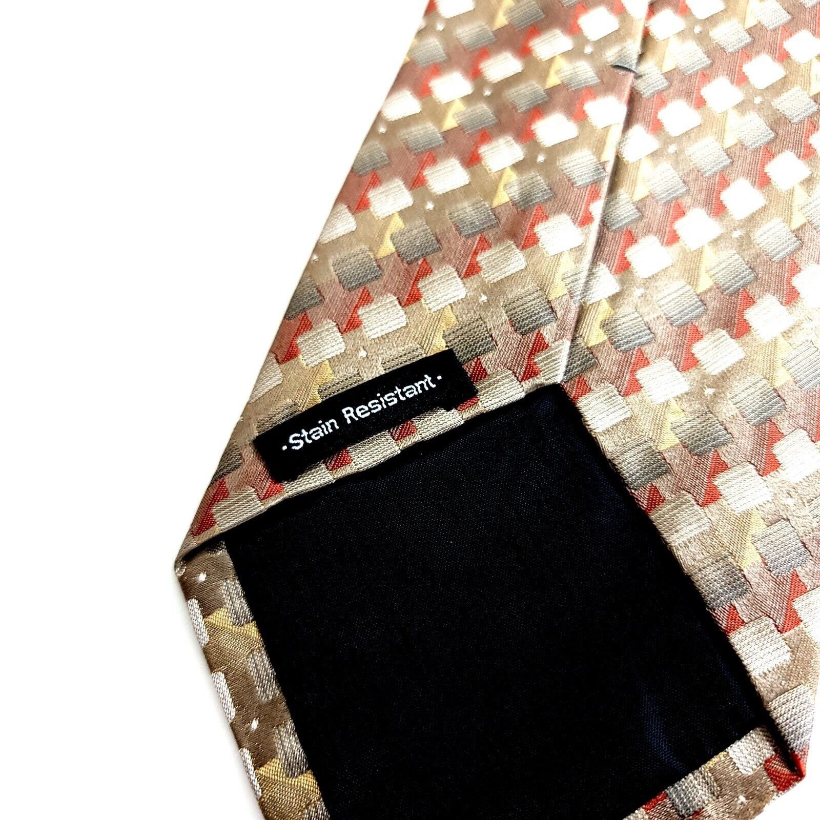 Van Heusen Van Heusen Brown Tan Red Woven Geometric Stain Resistant Sil Size ONE SIZE - 4 Thumbnail