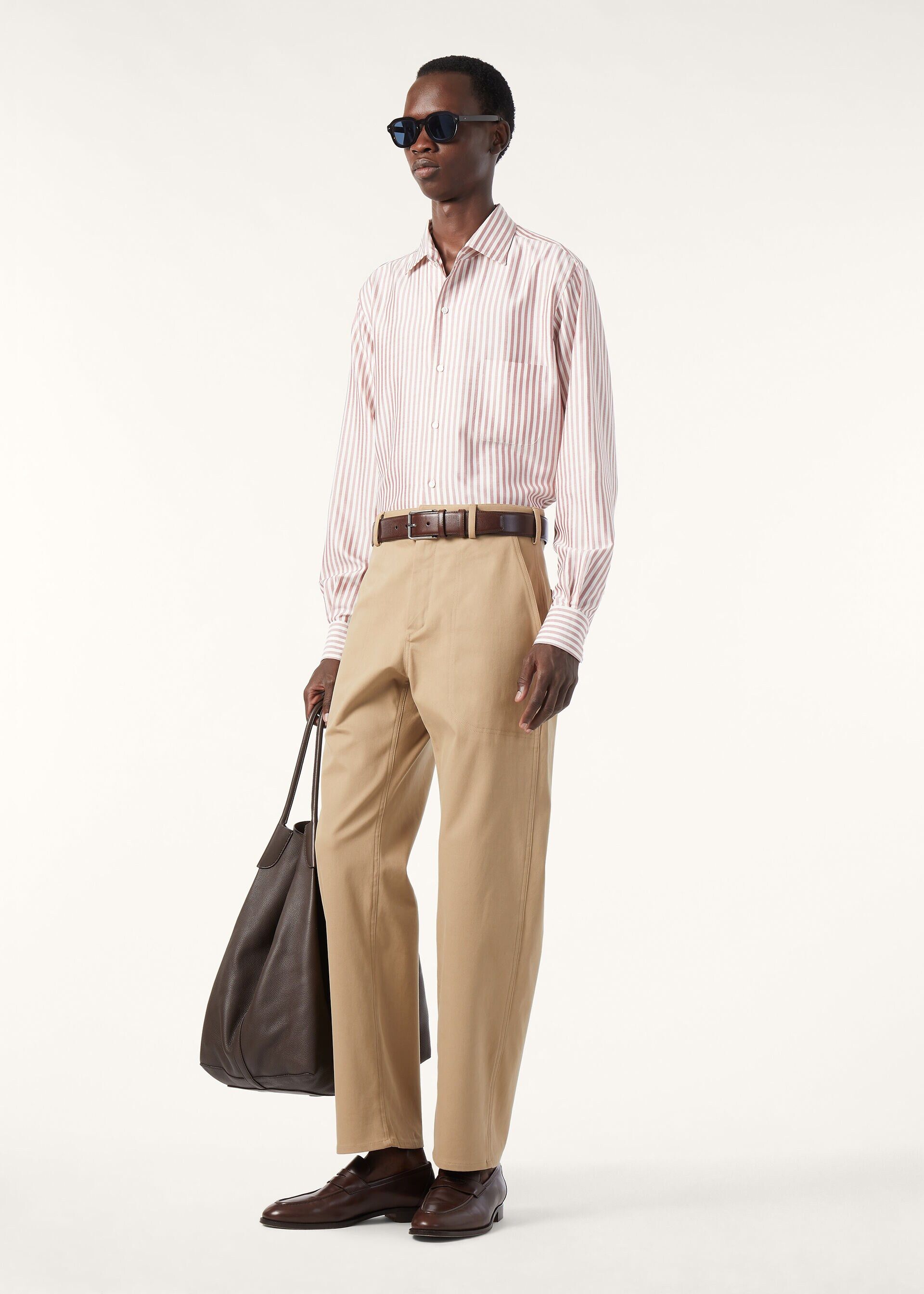 Loro Piana os11x0326 FAQ9950 André Shirt in Ivory/Bordeaux Stripes Size US S / EU 44-46 / 1 - 2 Thumbnail