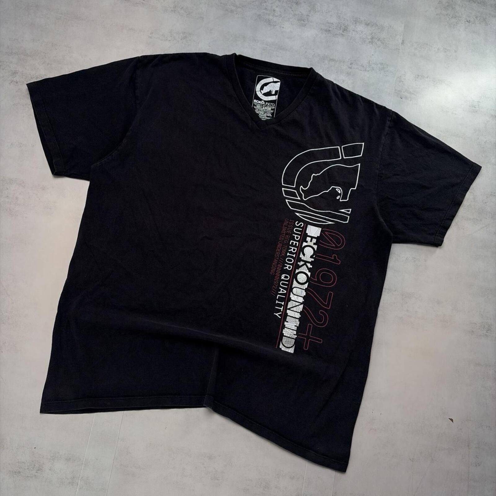 Ecko Unltd. Y2K Black Ecko Unltd Grunge Skater Gothic T-Shirt Size US XXL / EU 58 / 5 - 2 Thumbnail