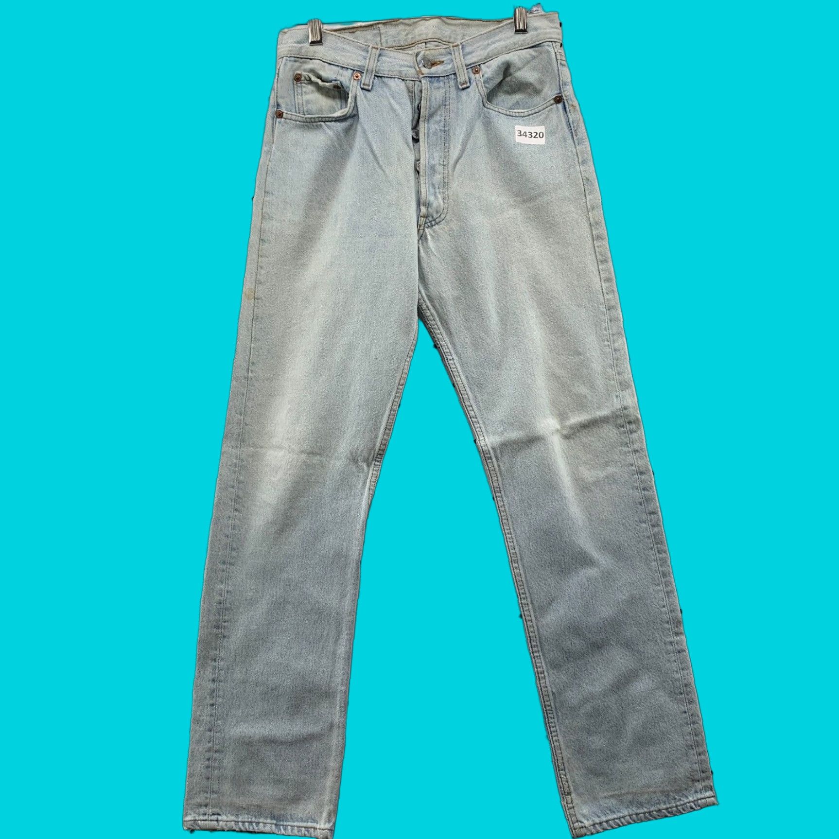 Levi's VINTAGE Levi's 501 Blue Denim Jeans Distressed Straight Fit 29x30 USA Mens Size US 29 - 1 Thumbnail