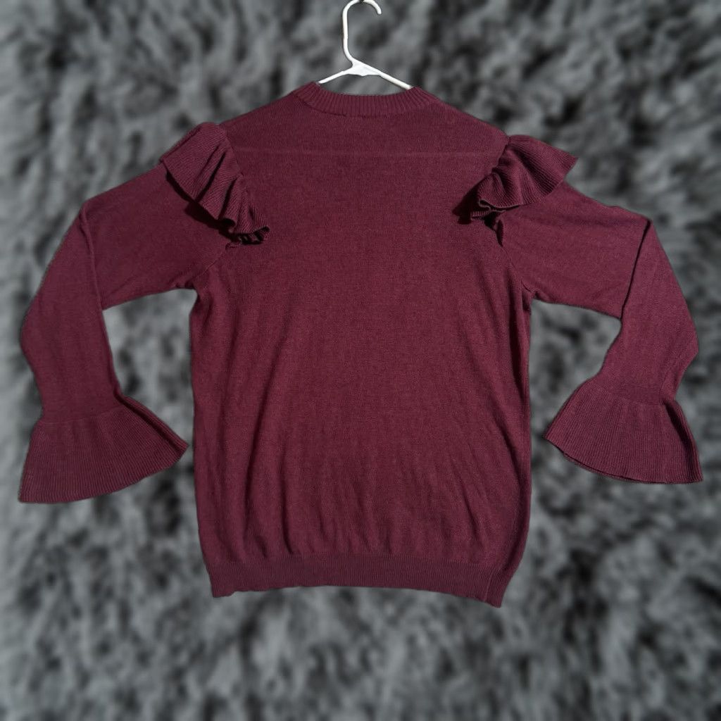 Vintage Eloquii Sweater Womens 14/16 Knit Pullover Crew Neck Long Sleeve Bell Ruffle Red Casual Office Womens Size XL / US 12-14 / IT 48-50 - 1 Thumbnail