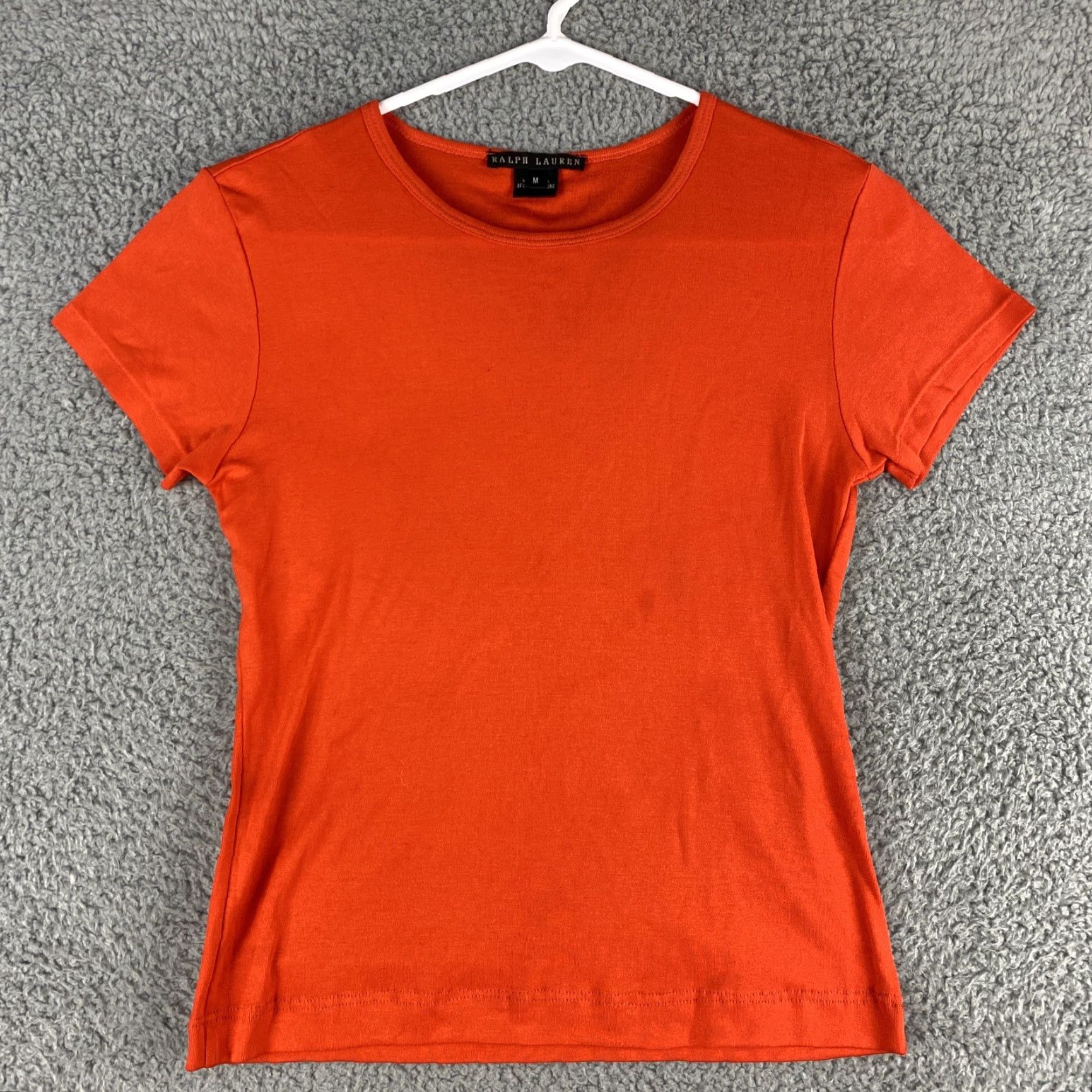 Ralph Lauren Lauren Ralph Lauren Women's Orange Medium Crew Neck T-Shirt 37-47 / 37-47 / Orange / M / Crew Neck / Short Sleeve / Solid / Regular / Teens / 37-47 Size M / US 6-8 / IT 42-44 - 2 Thumbnail