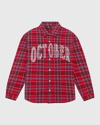 October's Very Own NWT OVO Red Holiday Plaid Shirt SS23 Medium Size US M / EU 48-50 / 2 - 1 Thumbnail