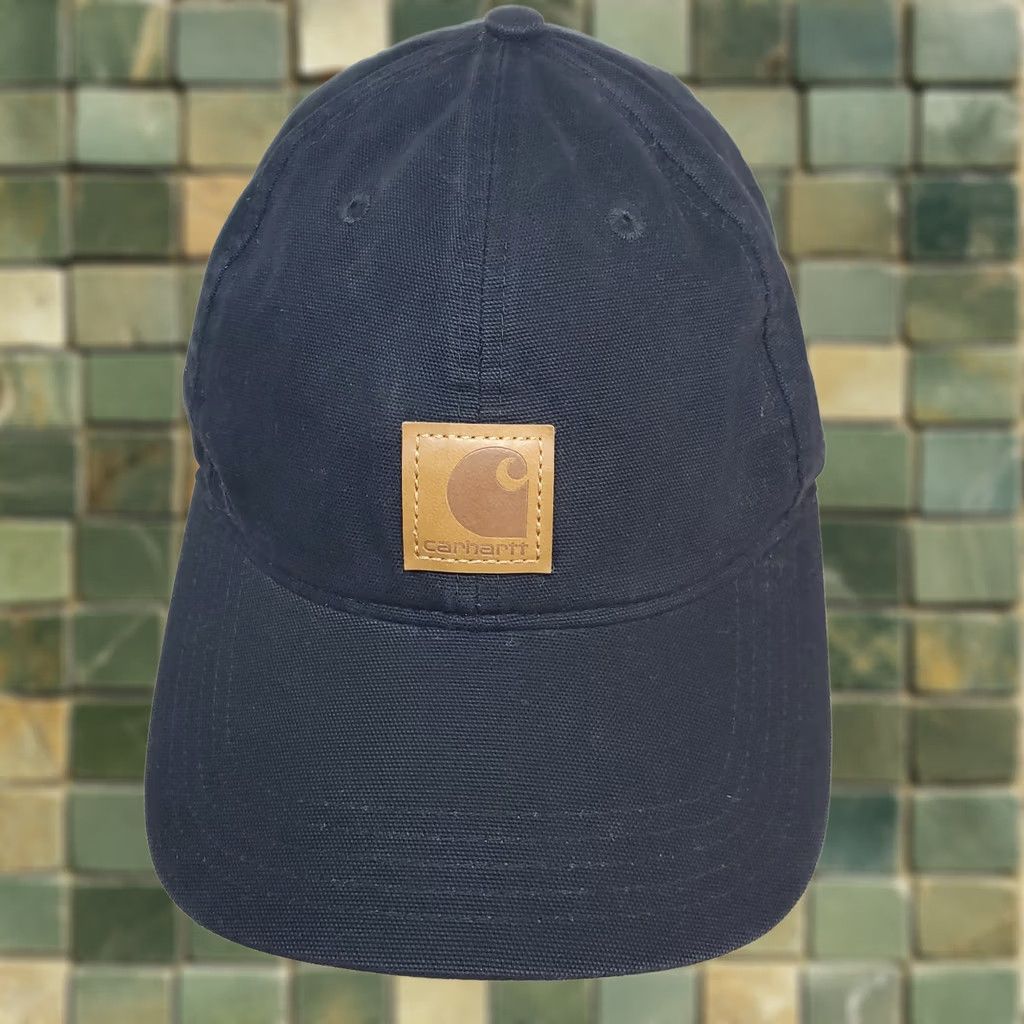 Carhartt CARHARTT Cap Hat Work Adjustable Hook and Loop Black Brown Leather Patch OSFM Size ONE SIZE - 1 Thumbnail