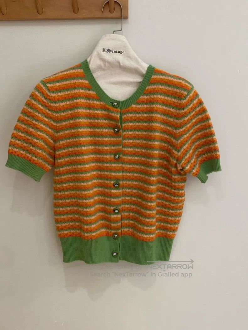 Chanel Chanel Orange-green knitted cardigan coat Size XS / US 0-2 / IT 36-38 - 1 Thumbnail