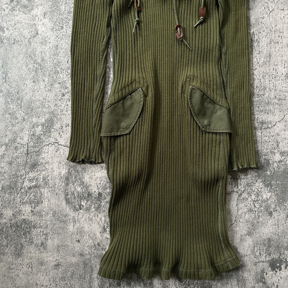 Junya Watanabe Runway AW10 “White Fur” Detachable Hood Ribbed-Knit Dress Size XS / US 0-2 / IT 36-38 - 5 Thumbnail
