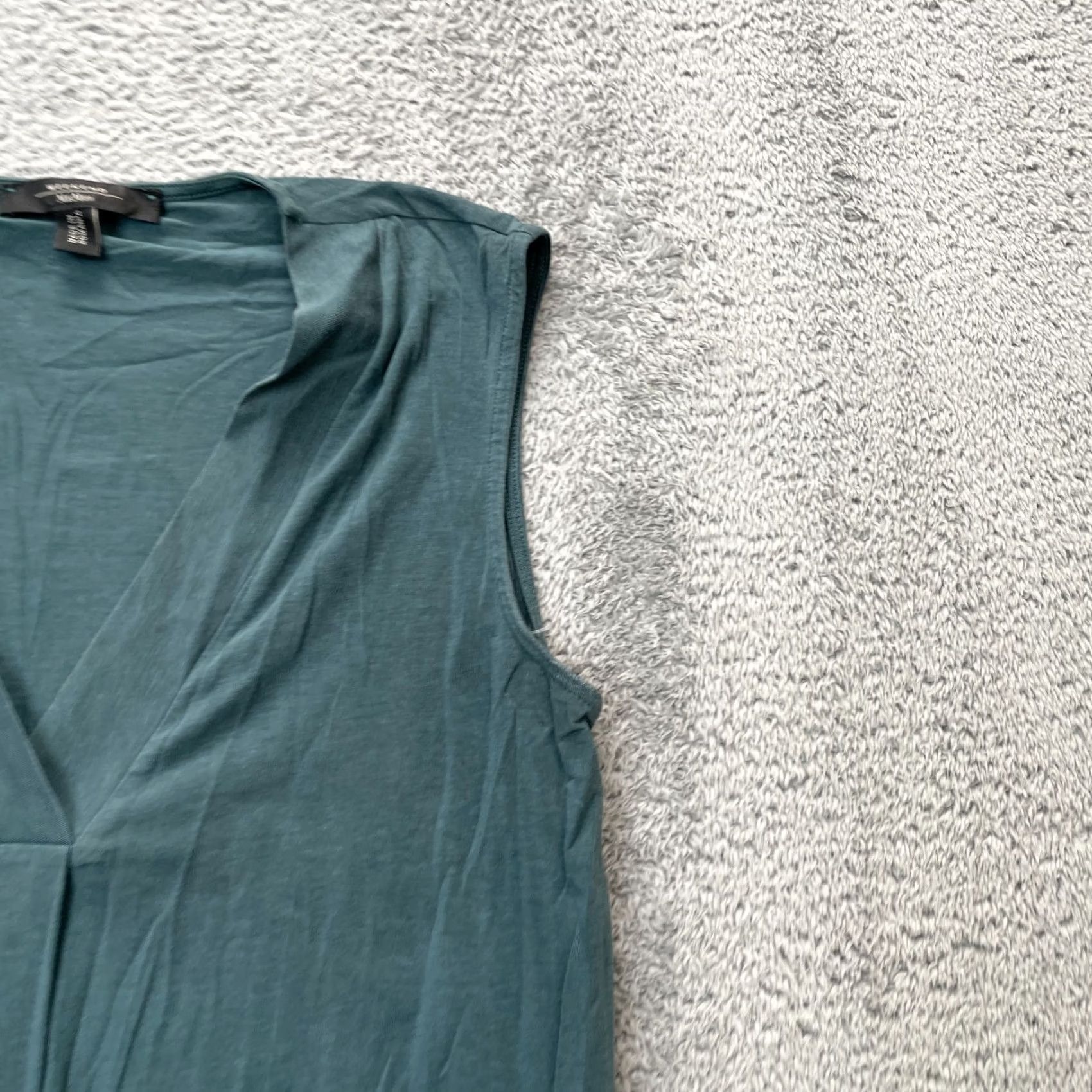 Max Mara Max Mara Weekend Top Womens M Green Blouse V-Neck Sleeveless Cotton Spandex Pleated Casual Workwear Shirt Size M / US 6-8 / IT 42-44 - 5 Thumbnail