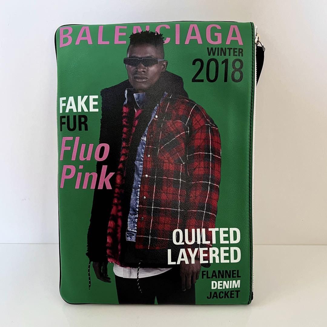 Balenciaga SUPERMARKET MAGAZINE LEATHER CLUTCH BAG Size ONE SIZE - 2 Thumbnail