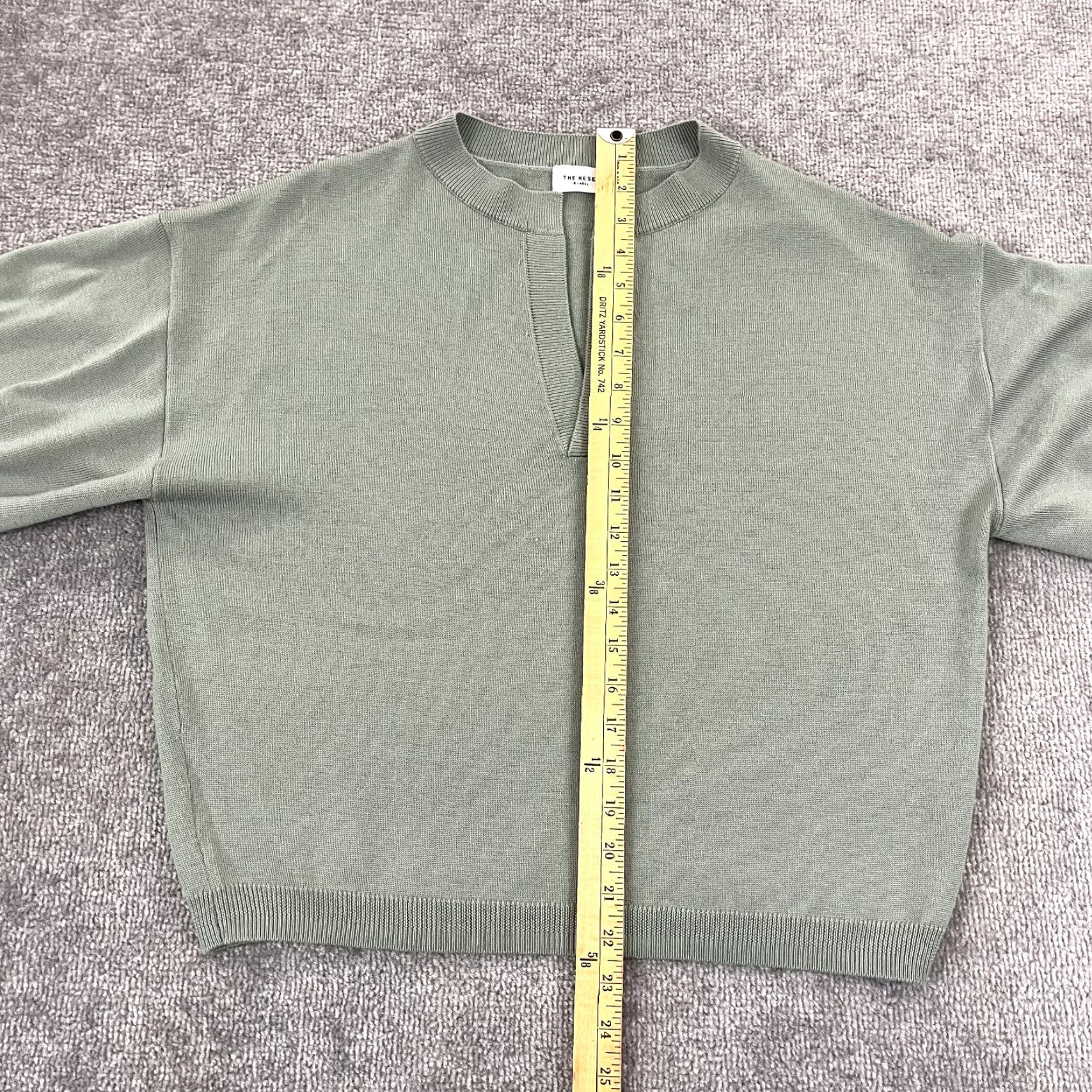 Vintage The Reset Women Medium Green Wool R Label Shirt Pullover Split Neck V-Neck Size M / US 6-8 / IT 42-44 - 4 Thumbnail