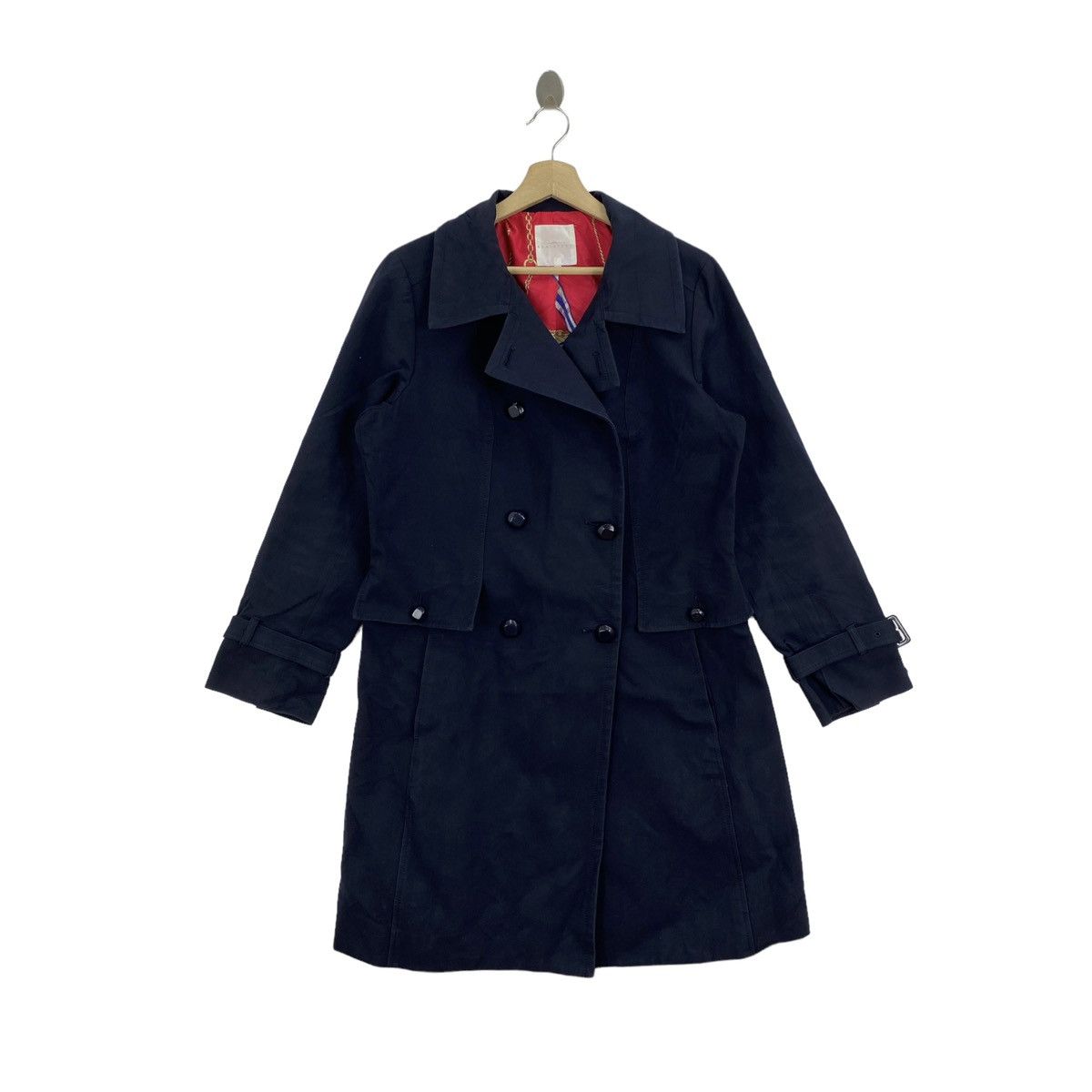 Japanese Brand × Vintage Vintage KUMIKYOKU Japanese Designer Navy Trench Coat Parka Size US M / EU 48-50 / 2 - 2 Thumbnail