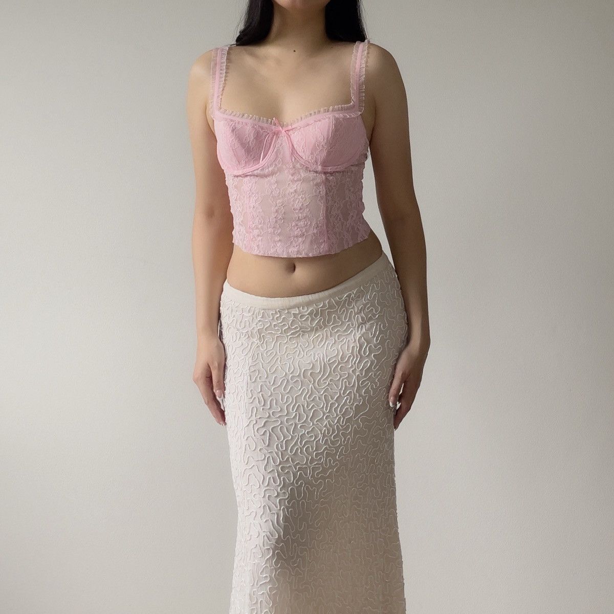 Victoria's Secret Victoria’s Secret Pink Floral Lace Bustier Top (S–M) Size M / US 6-8 / IT 42-44 - 3 Thumbnail
