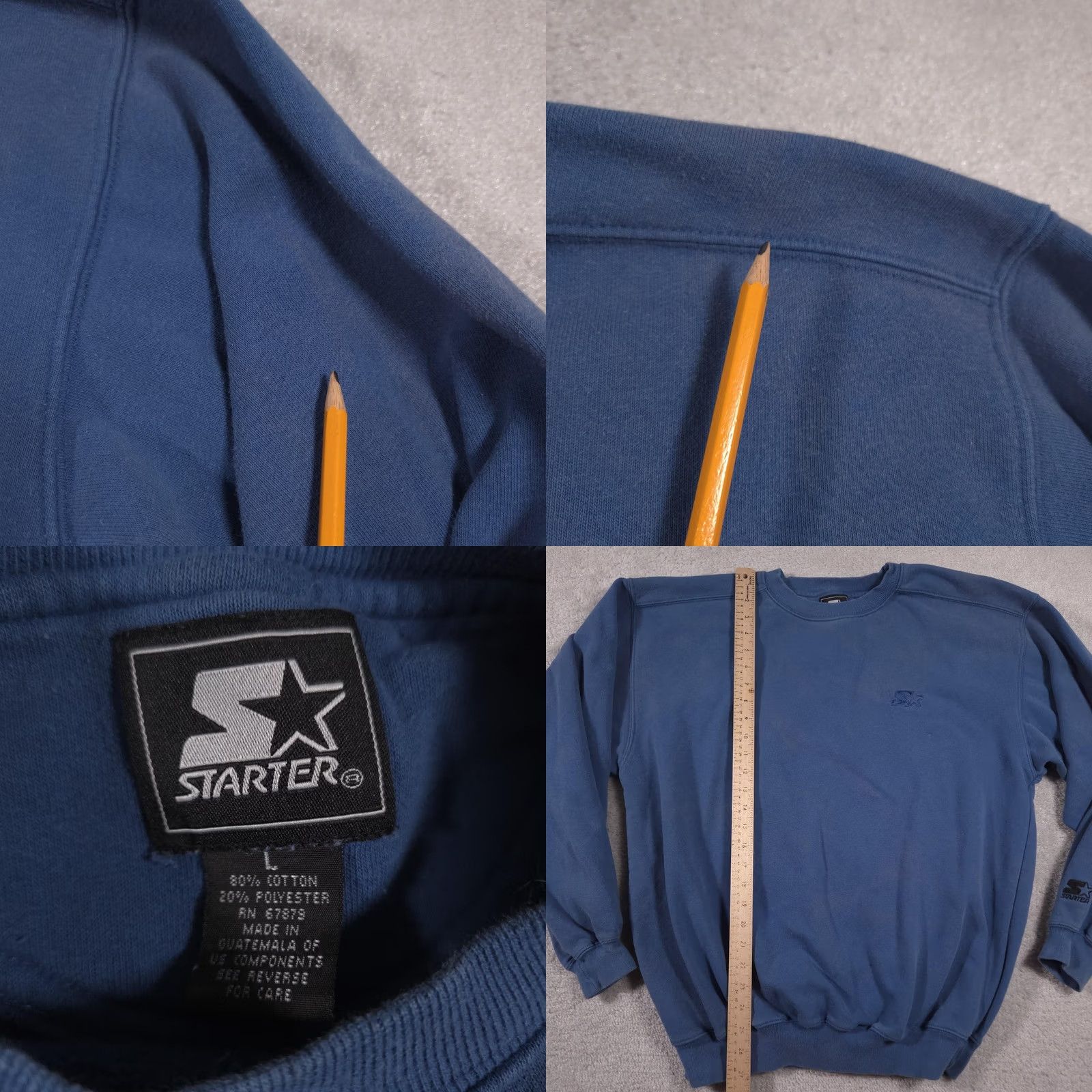 Starter VINTAGE Starter Sweatshirt Mens Large Blue Crewneck Pullover Embroidered Tonal Logo Size US L / EU 52-54 / 3 - 9 Thumbnail
