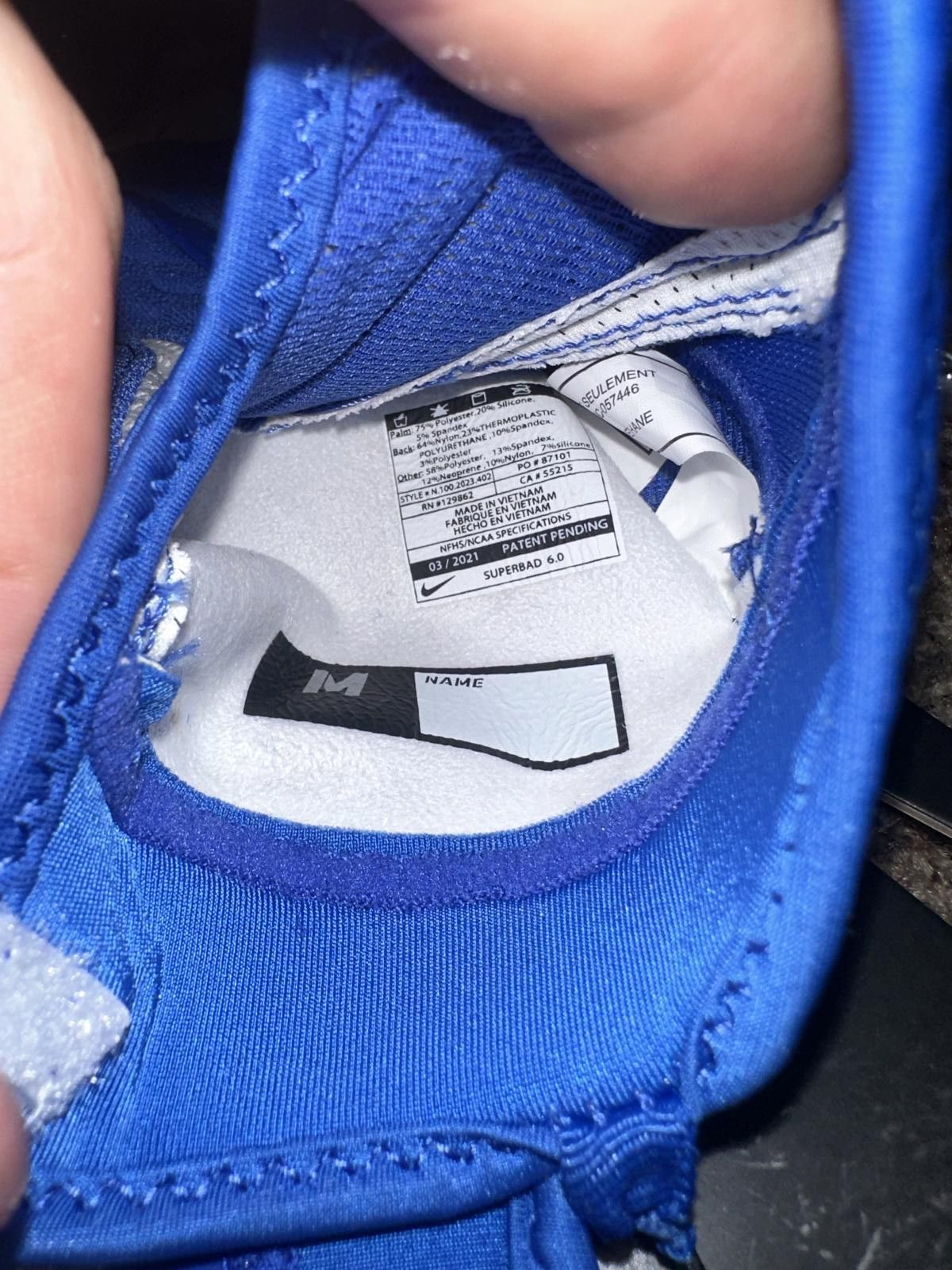 Nike Nike Superbad 6.0 Football Royal Gloves Size ONE SIZE - 6 Thumbnail