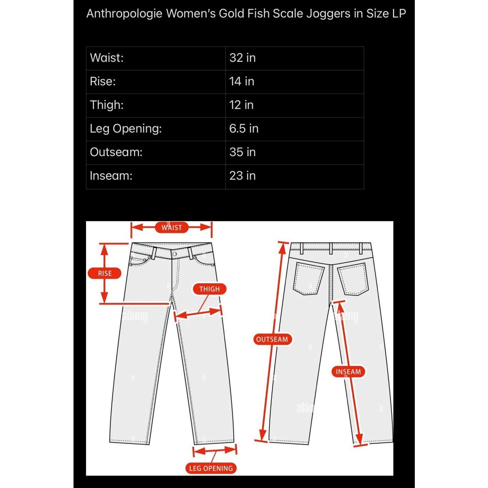 Anthropologie Anthropologie Women’s Gold Fish Scale Joggers in Size LP Size 32" / US 10 / IT 46 - 8 Thumbnail