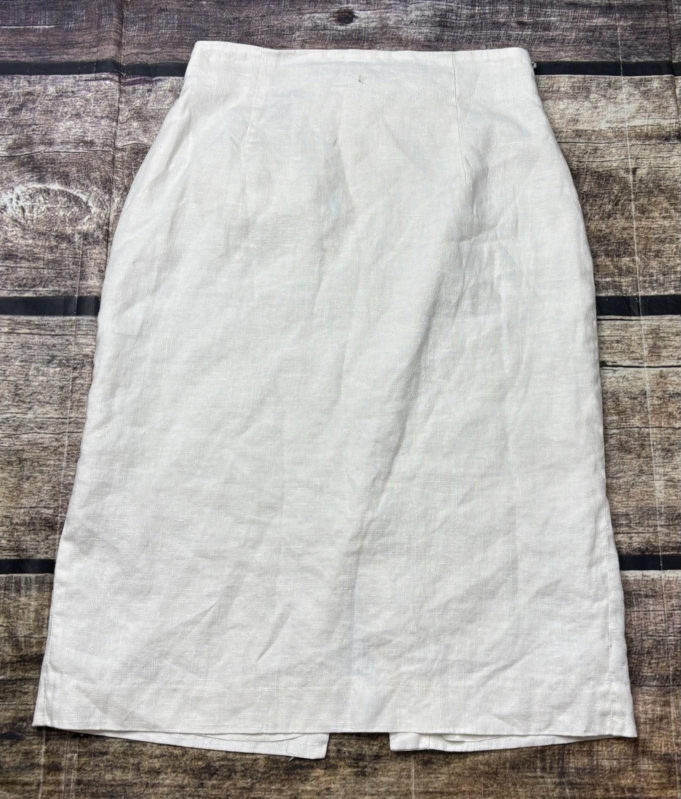 Jennifer Lopez VTG Jenna Skirt Womens Size 8 Linen White Pencil Size 30" / US 8 / IT 44 - 1 Thumbnail