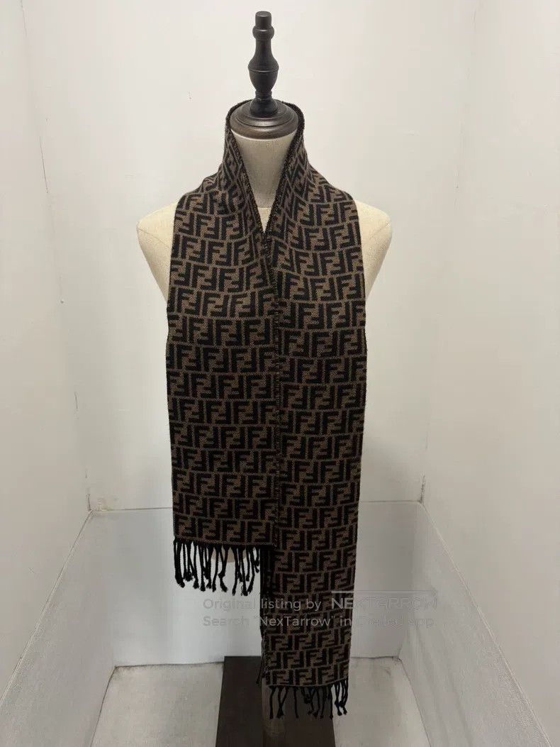 Fendi Fendi size 180*30 cm FF Monogrammed Wool Fringe Scarf Size ONE SIZE - 1 Thumbnail