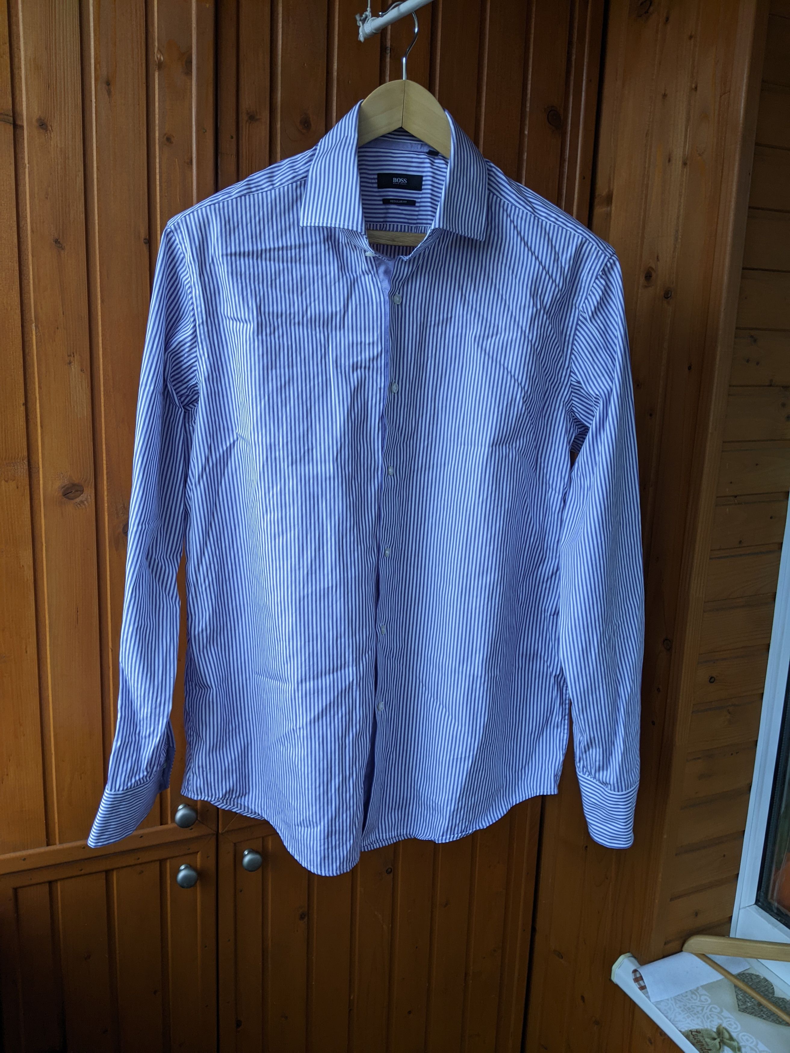 Hugo × Hugo Boss Hugo Boss Purple Striped Cotton Longsleeve Shirt Geraldino Size US XL / EU 56 / 4 - 3 Thumbnail