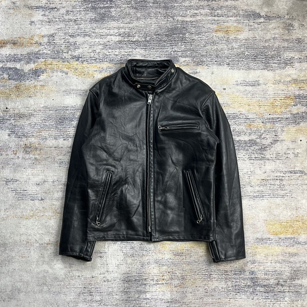 Vintage 90s Schott 013 cafe racer biker leather jacket
