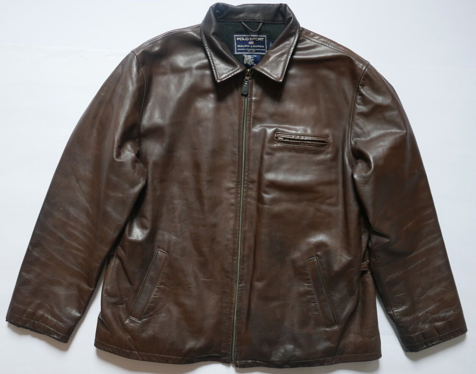 Ralph Lauren Sport Polo Ralph Lauren Sport Jacket Coat Leather Brown Vintage XL Size US XL / EU 56 / 4 - 1 Thumbnail