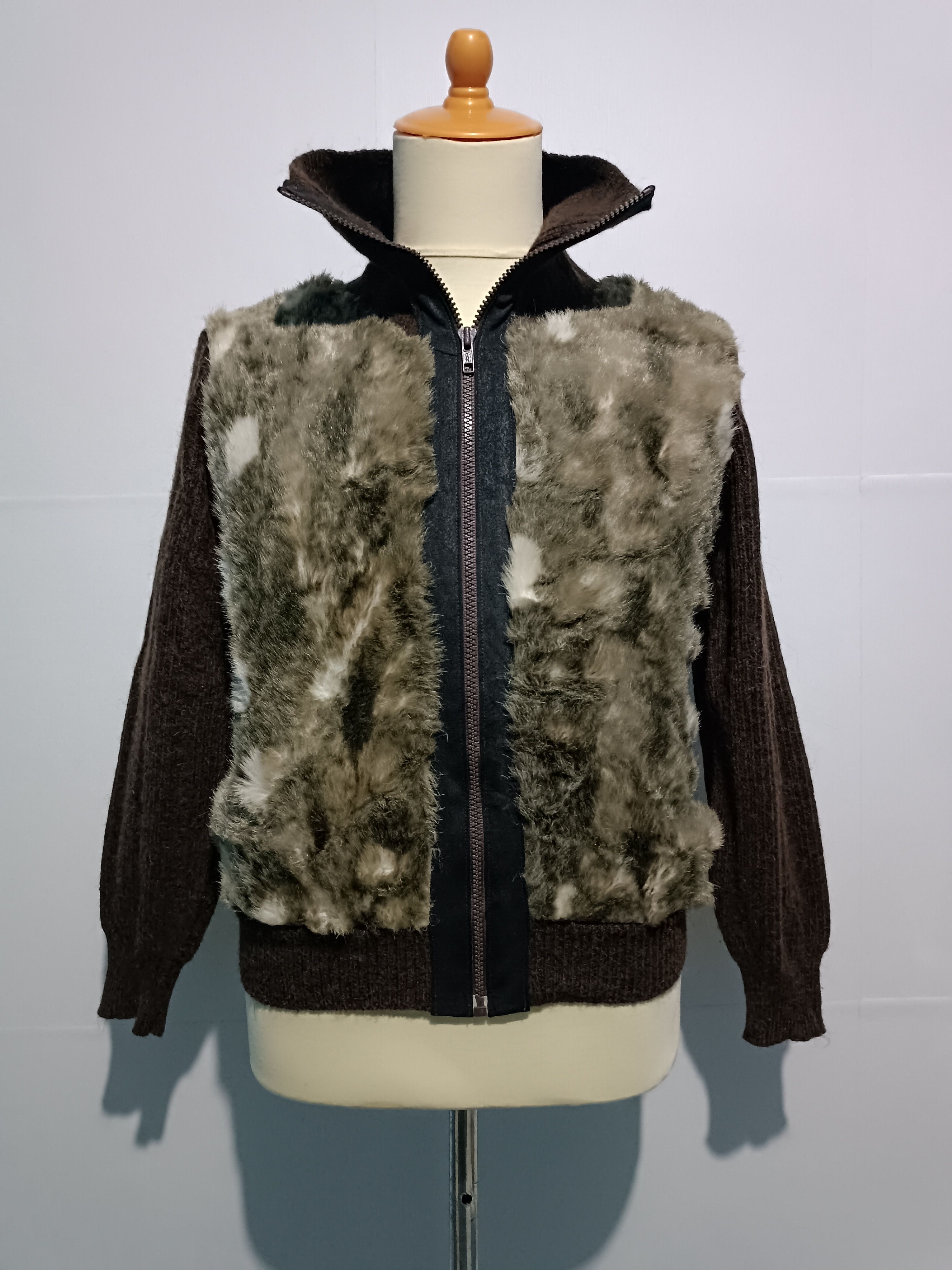Japanese Brand Unreal Faux Fur Warmer Wool Jacket Brown Size US M / EU 48-50 / 2 - 1 Thumbnail